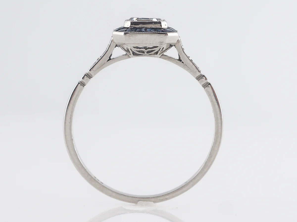 Asscher Cut Diamond & Sapphire Engagement in Platinum - Image 4