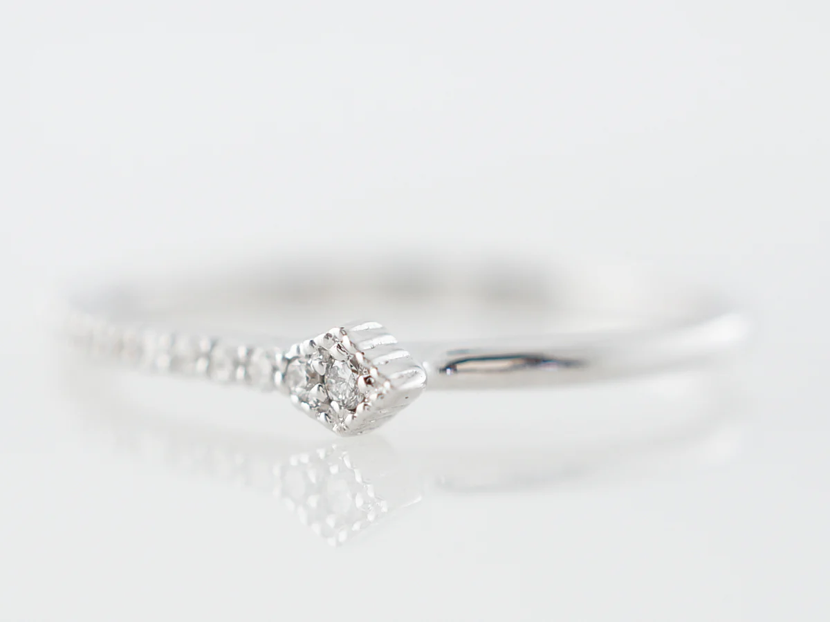 Asymmetric Right Hand Ring w/ Diamonds in White Gold - Image 2