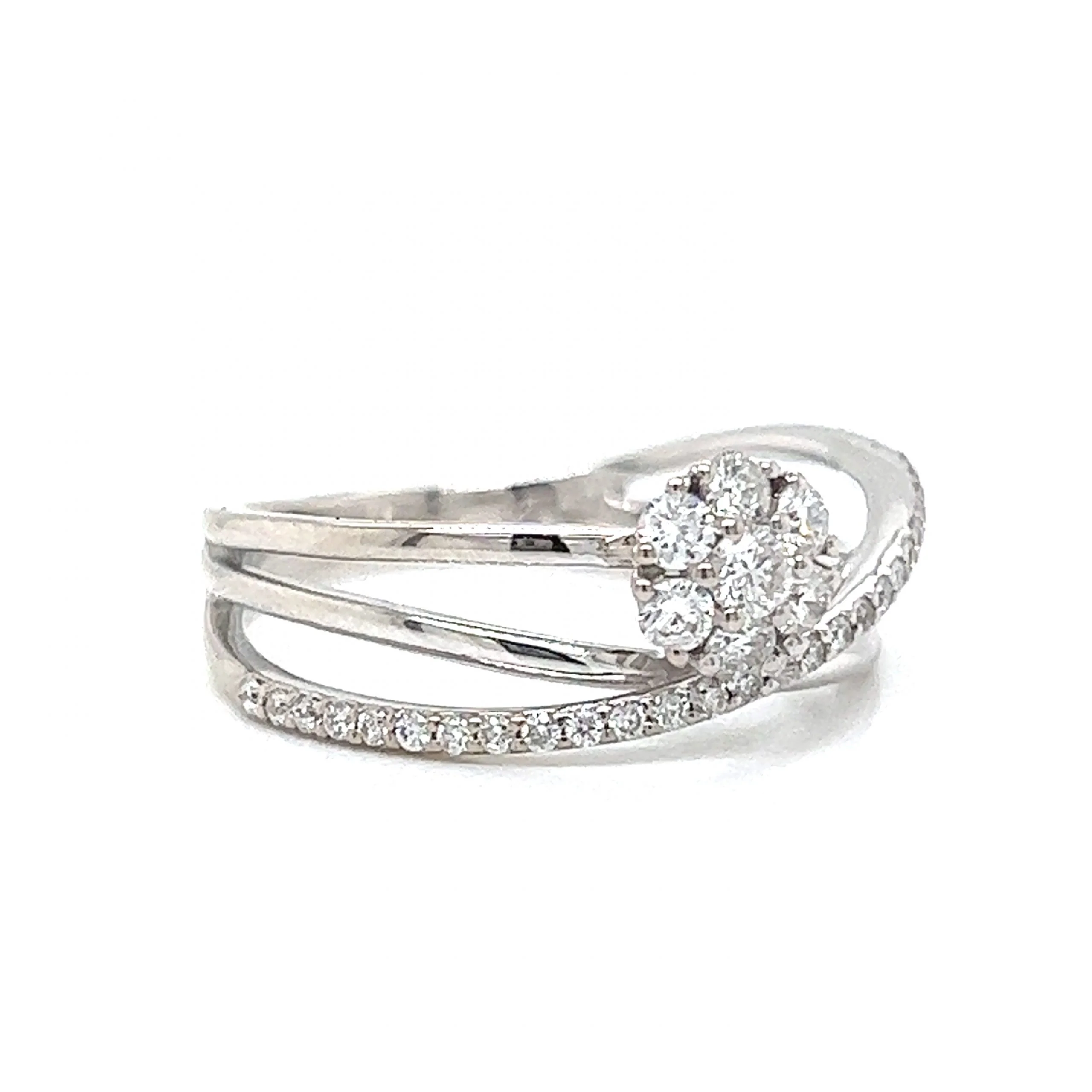 Asymmetrical Diamond Cluster Stacking Ring in 14k White Gold - Image 3