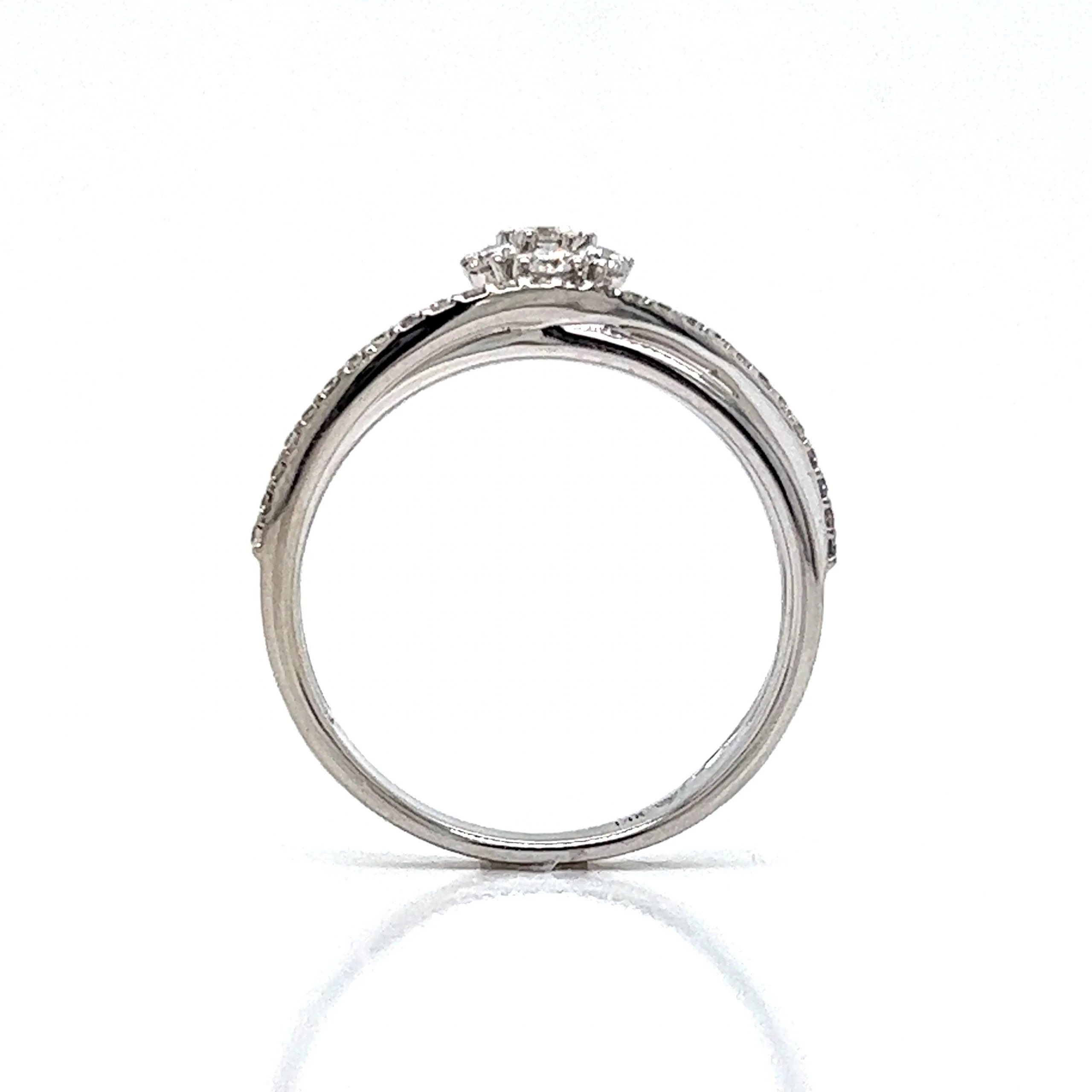 Asymmetrical Diamond Cluster Stacking Ring in 14k White Gold - Image 4