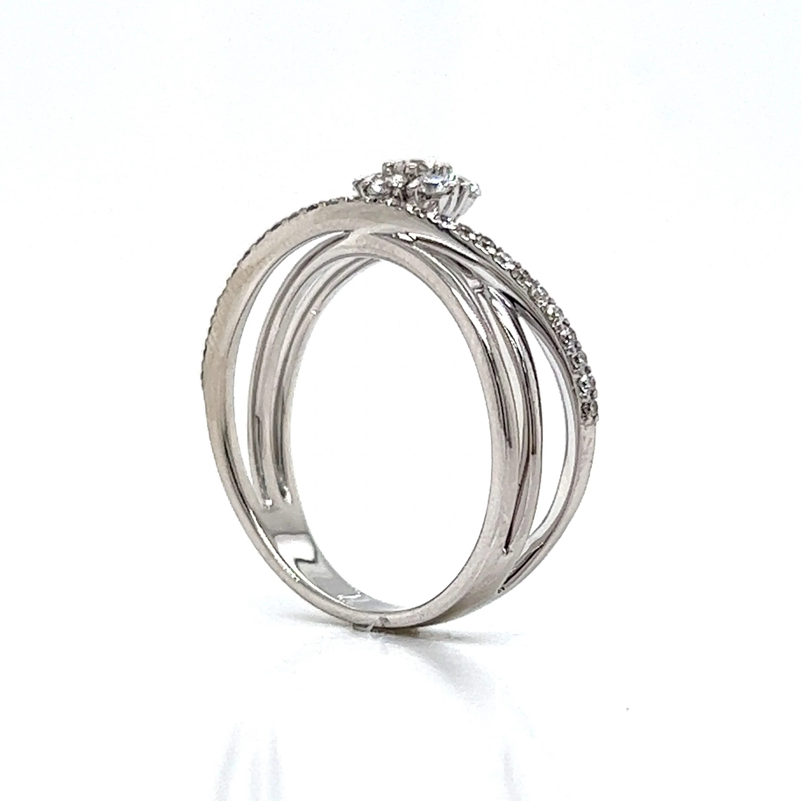 Asymmetrical Diamond Cluster Stacking Ring in 14k White Gold - Image 5