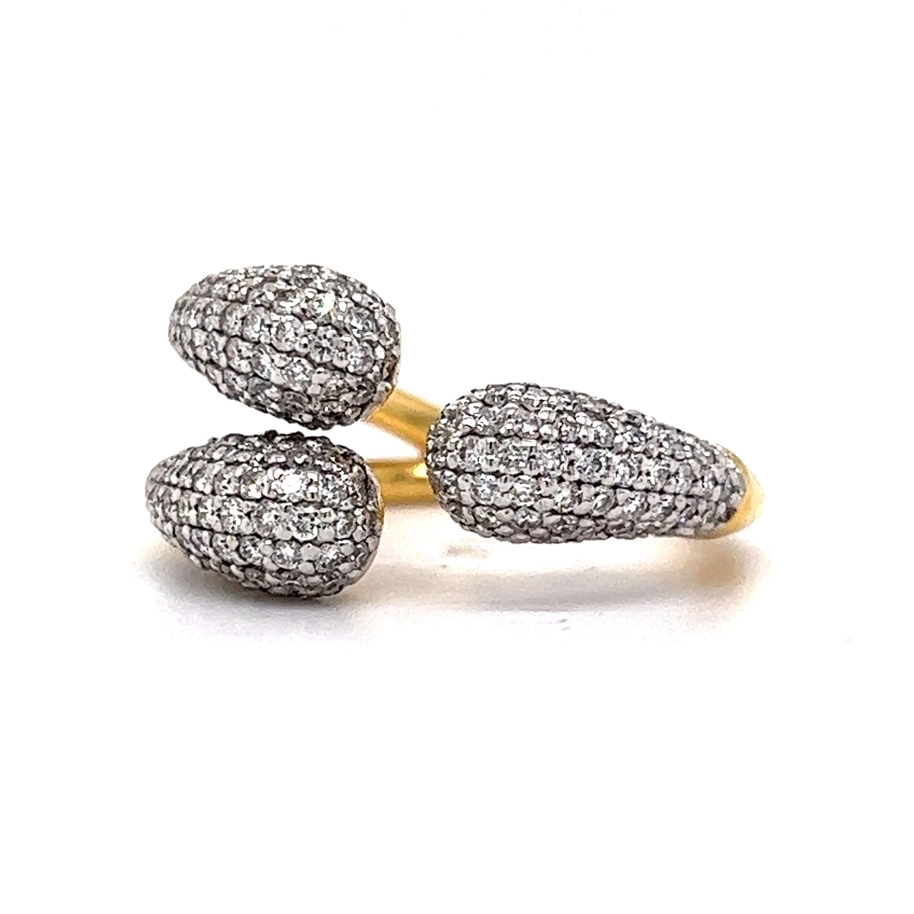 Asymmetrical Pave Diamond Open Cocktail Ring in 18k Gold - Image 2