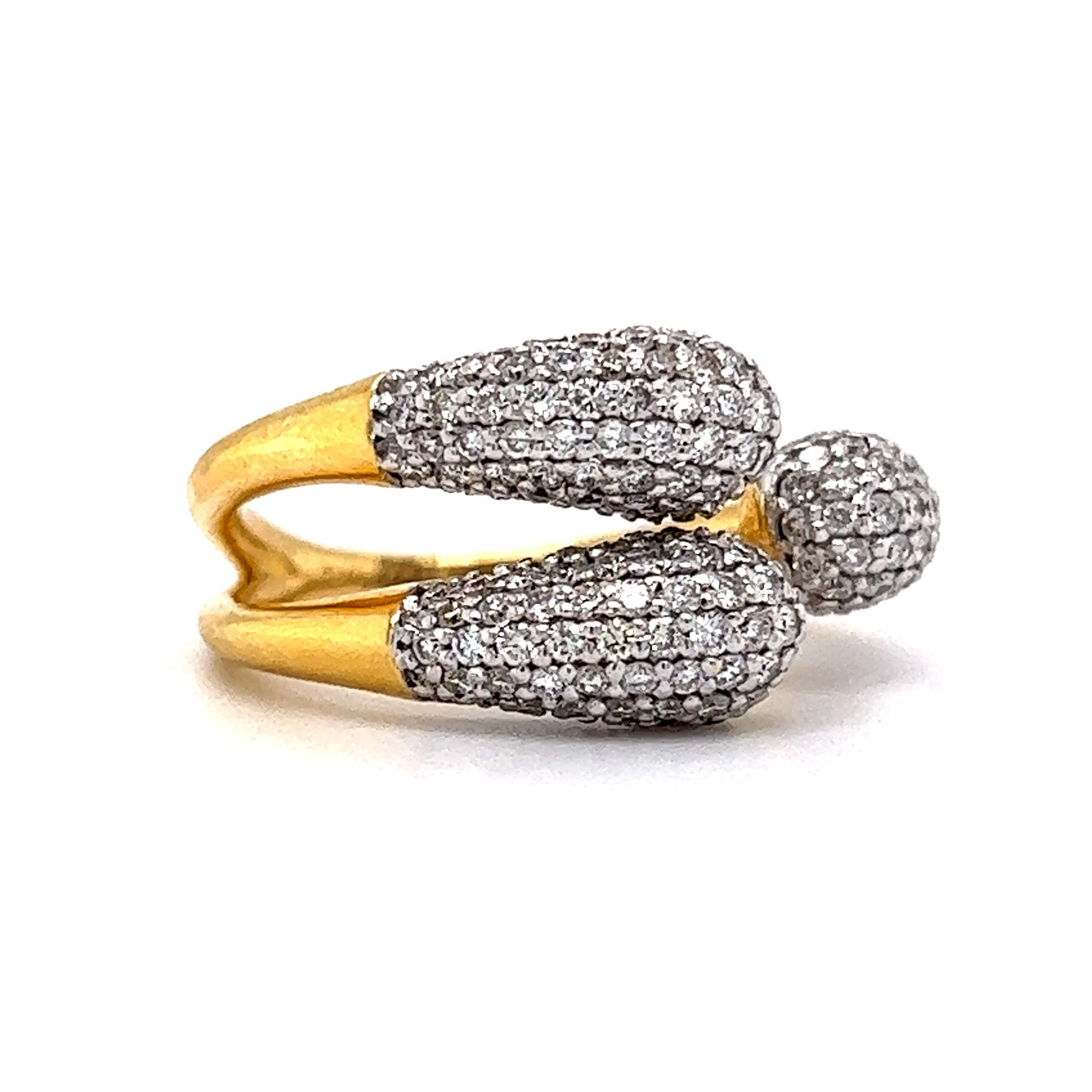 Asymmetrical Pave Diamond Open Cocktail Ring in 18k Gold - Image 3