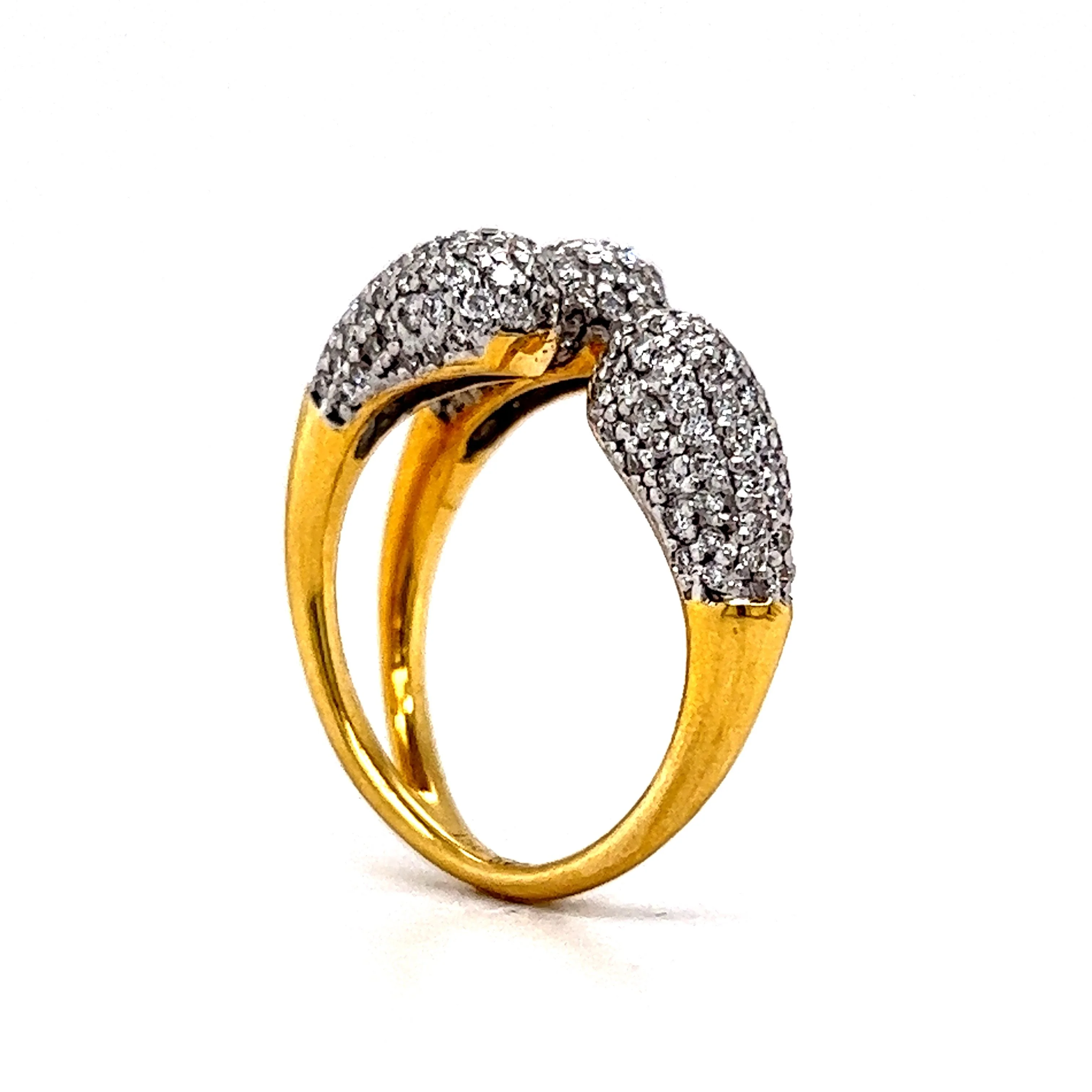 Asymmetrical Pave Diamond Open Cocktail Ring in 18k Gold - Image 5