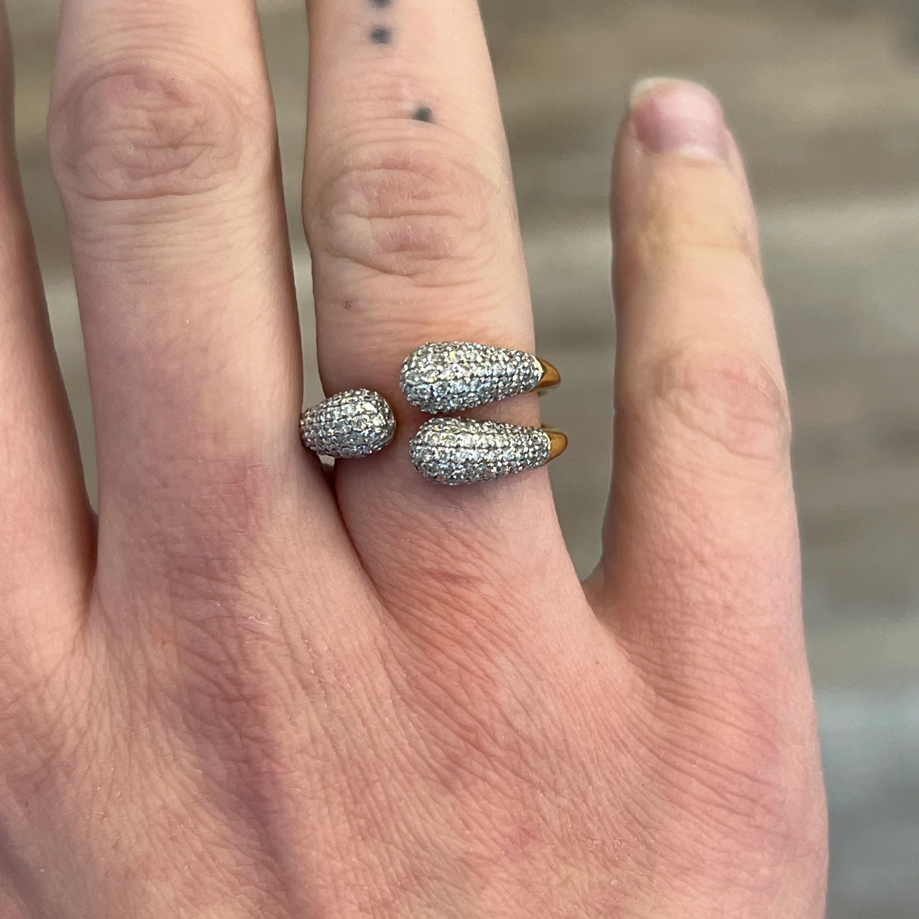Asymmetrical Pave Diamond Open Cocktail Ring in 18k Gold - Image 6