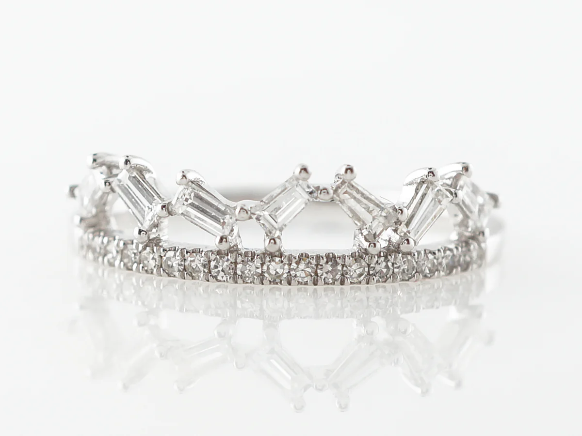 Baguette Cut Diamond Band in 18k White Gold