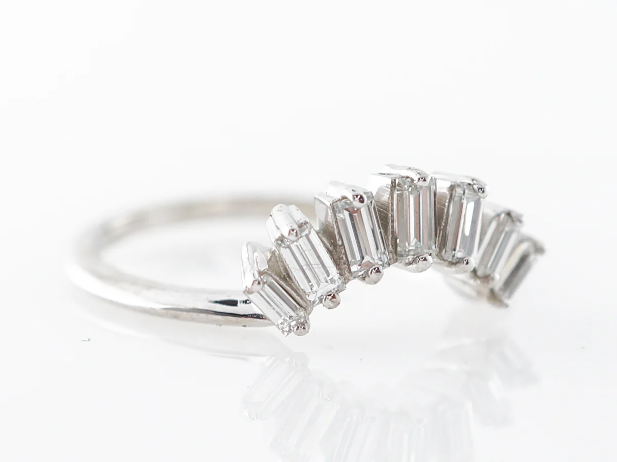 Baguette Cut Diamond Curved Wedding Band in 14k - Image 3
