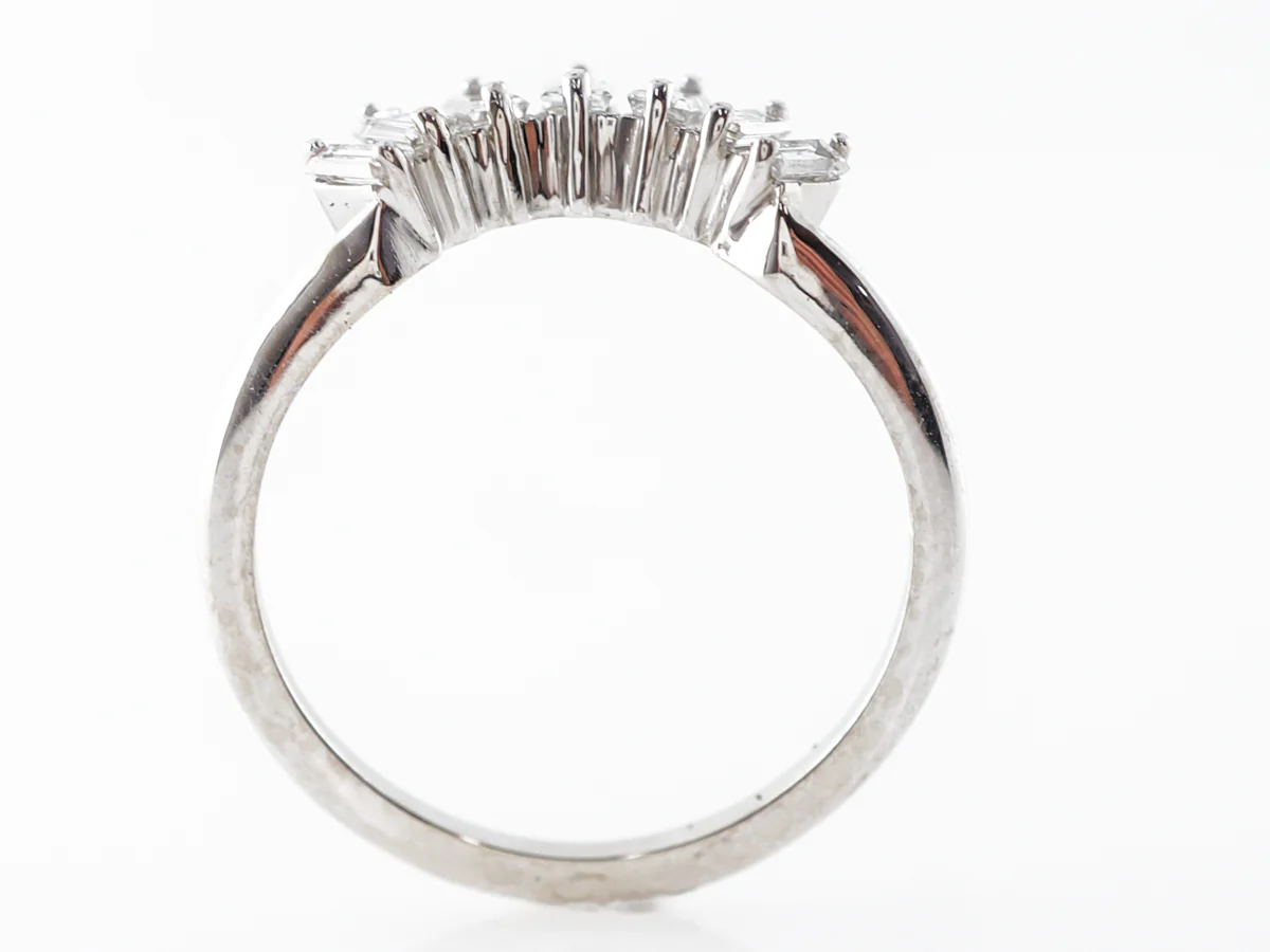 Baguette Cut Diamond Curved Wedding Band in 14k - Image 4