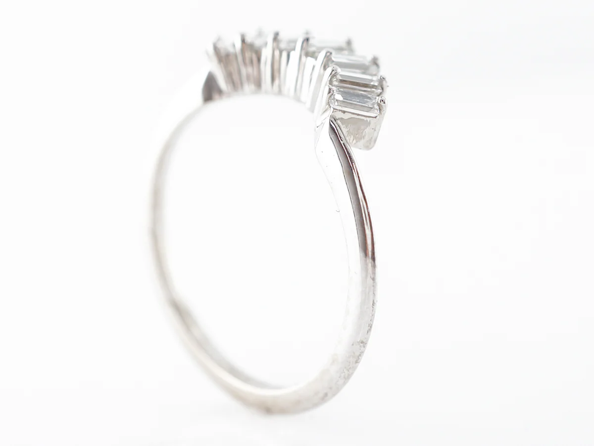 Baguette Cut Diamond Curved Wedding Band in 14k - Image 5