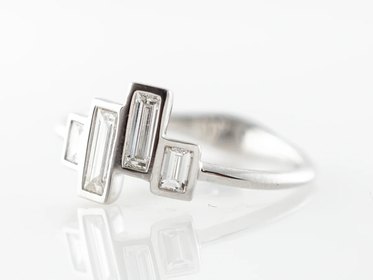 Baguette Cut Diamond Ring in 18k White Gold - Image 2