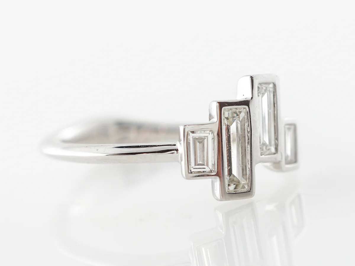 Baguette Cut Diamond Ring in 18k White Gold - Image 3