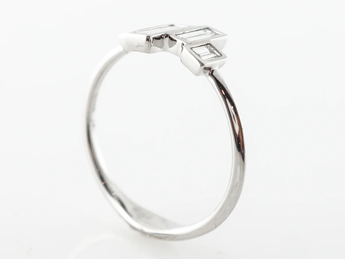 Baguette Cut Diamond Ring in 18k White Gold - Image 4