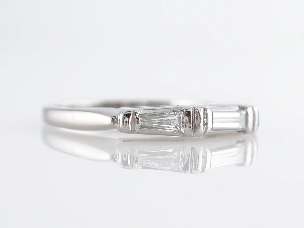 Baguette Cut Diamond Wedding Band Mid Century in Platinum - Image 3
