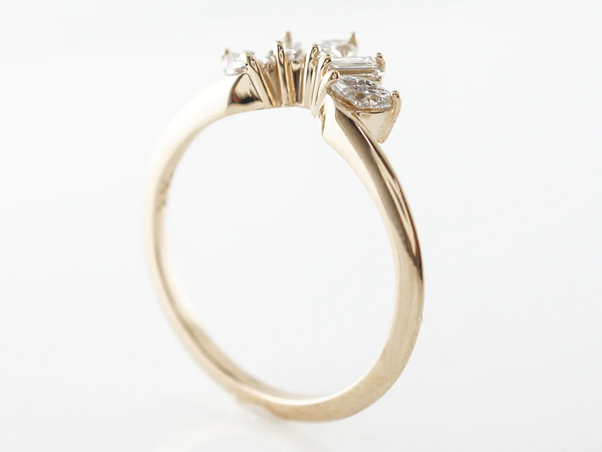 Baguette & Marquise Cut Diamond Curved Wedding Band in 14k - Image 5