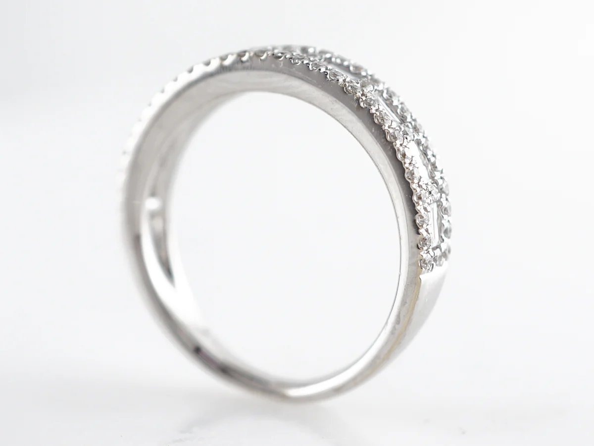 Baguette & Round Cut Diamond Wedding Band in 18K - Image 5