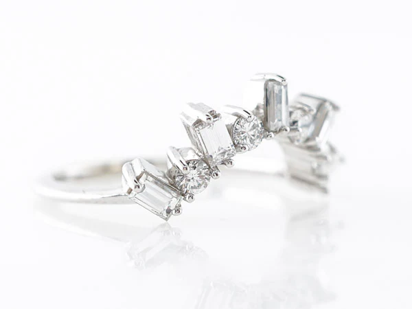 Baguette & Round Diamond Band in 14k White Gold - Image 2