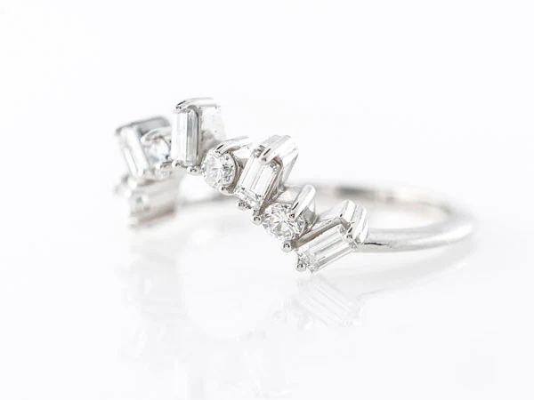 Baguette & Round Diamond Band in 14k White Gold - Image 3