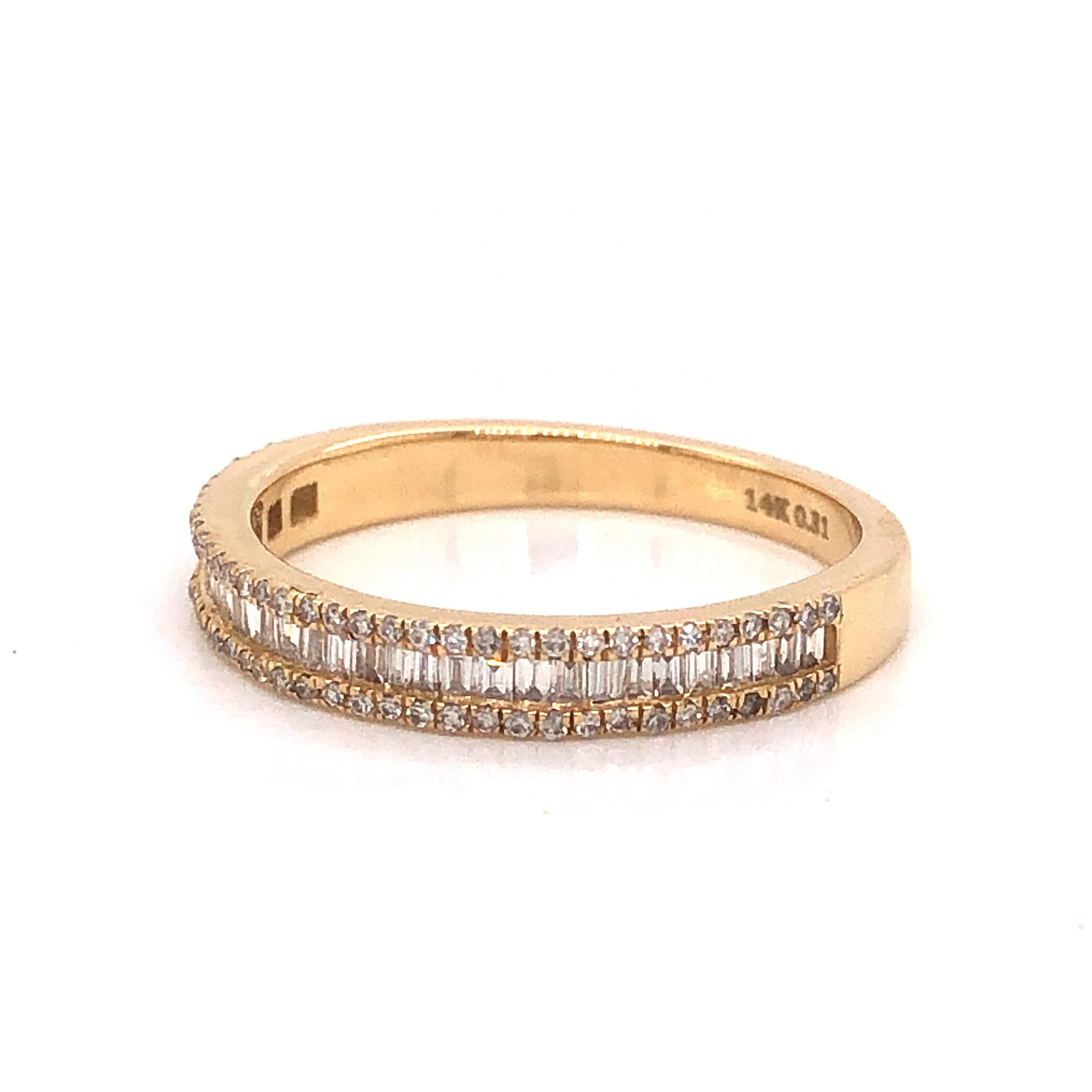 Baguette & Round Pave Diamond Band in 14k Yellow Gold - Image 2
