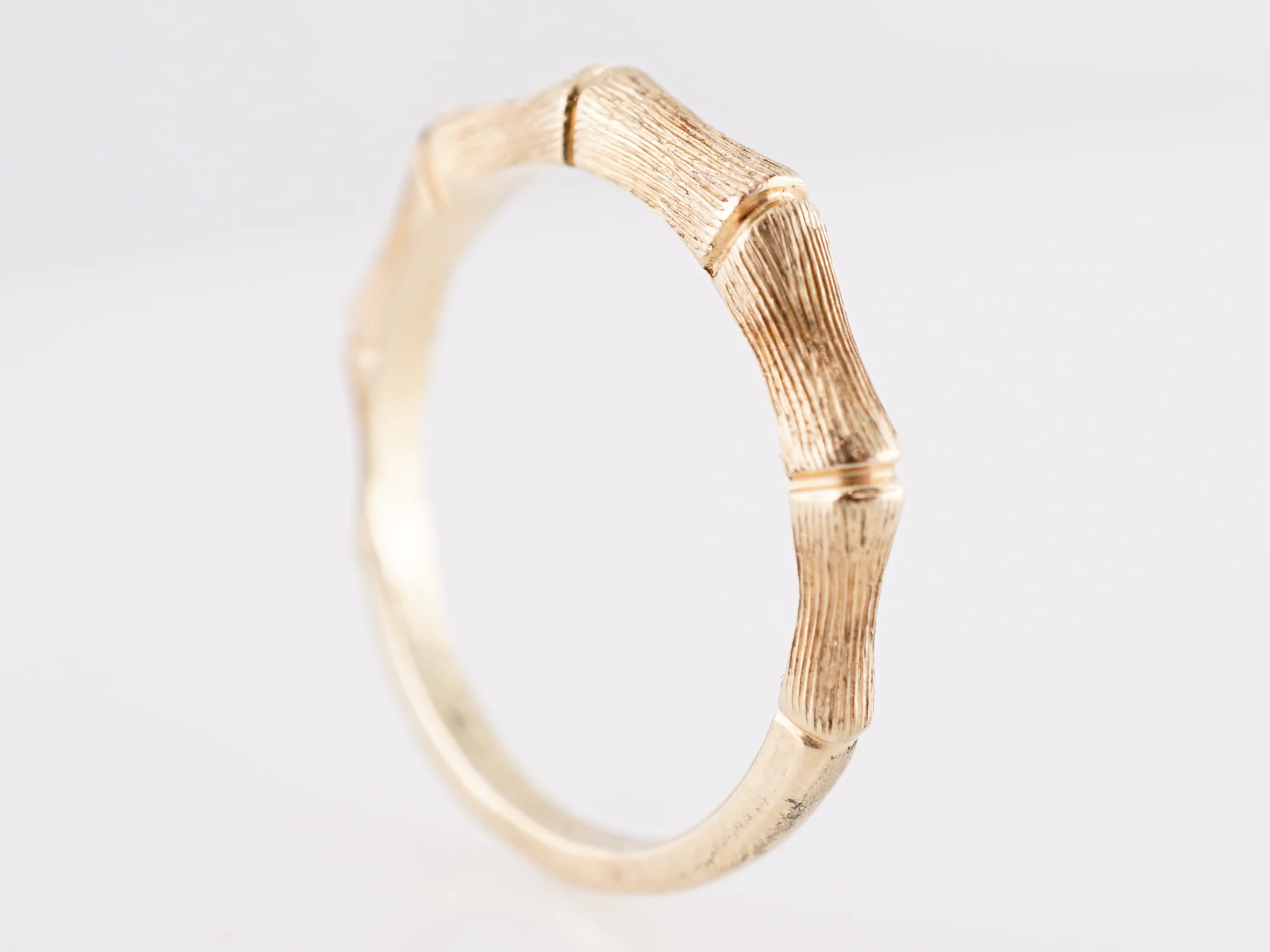 Bamboo Style Wedding Band in 14k Yellow Gold - Image 5
