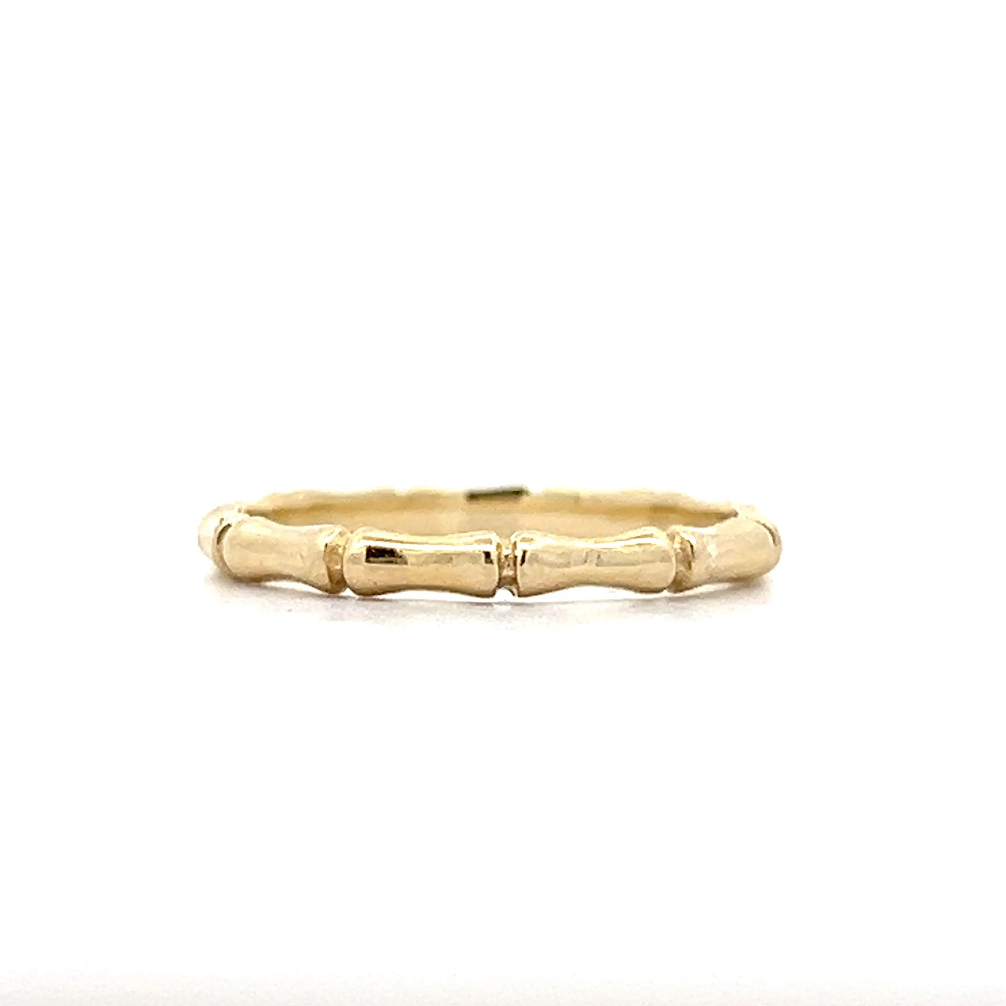 Bamboo Textured Stacking Ring in 14k Yellow Gold - Image 3