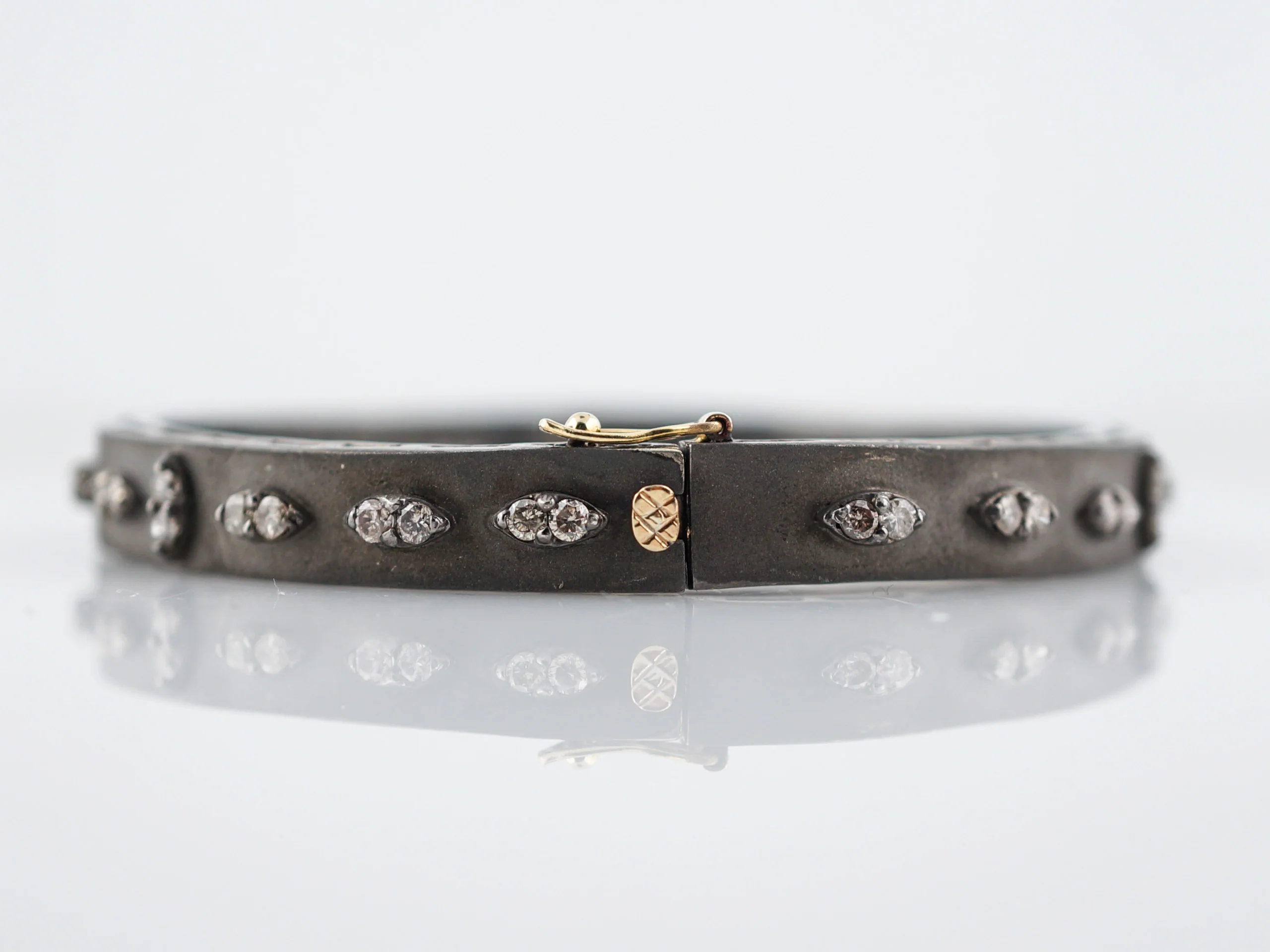 Bangle Bracelet Modern 2.20 Round Brilliant Cut Diamonds in Sterling Silver - Image 2