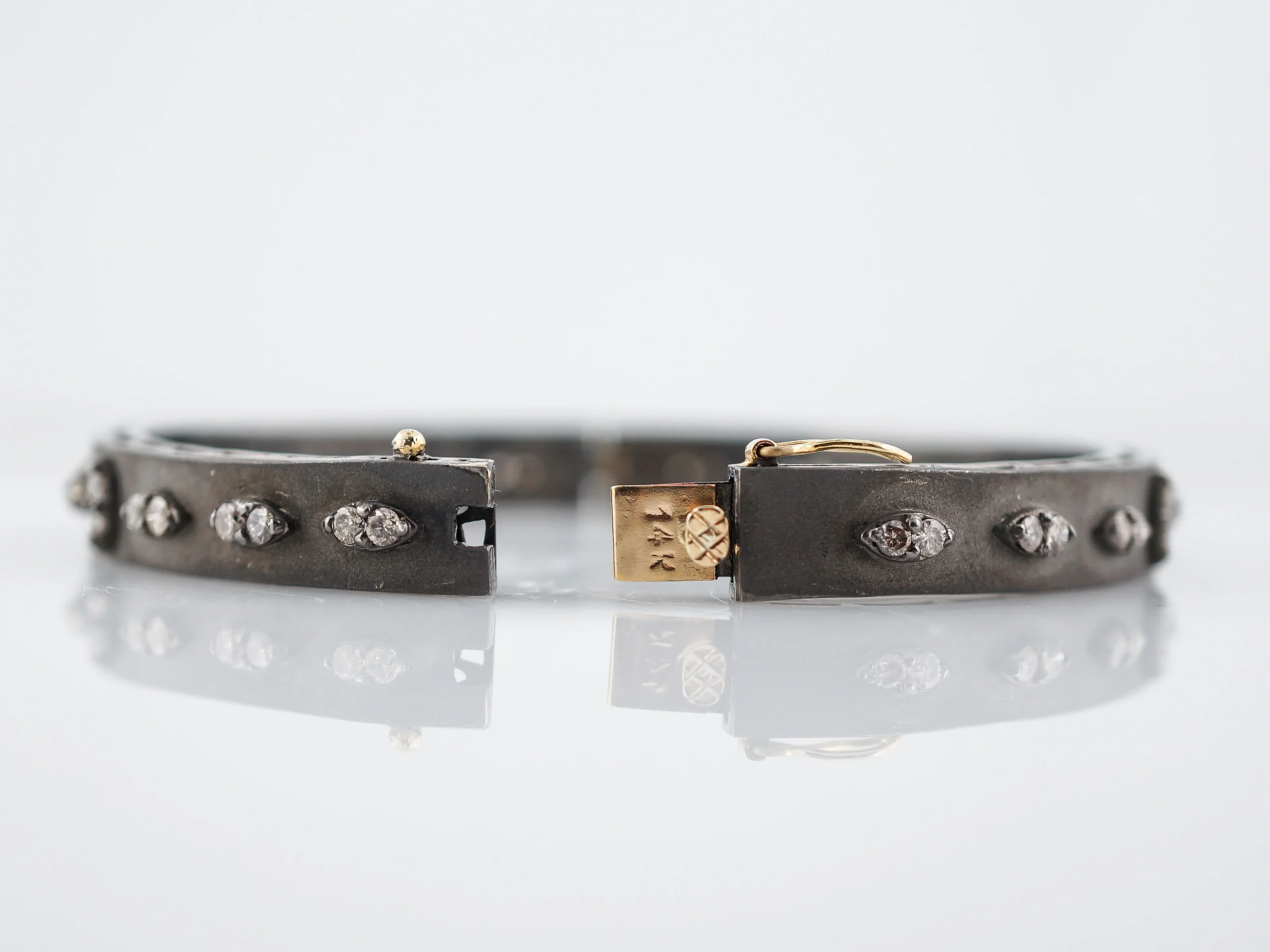 Bangle Bracelet Modern 2.20 Round Brilliant Cut Diamonds in Sterling Silver - Image 3