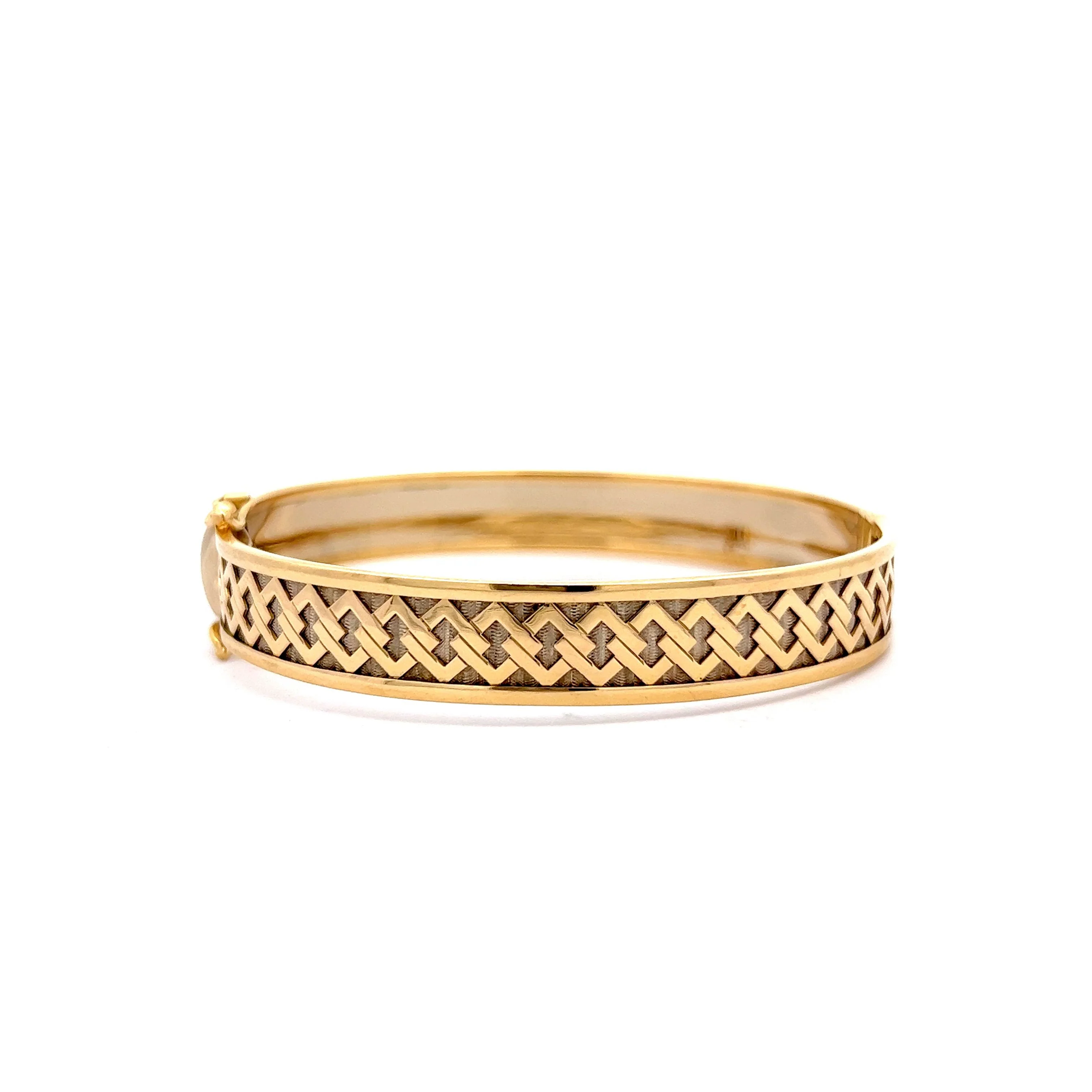 Geometric Bangle Bracelet in 18k Yellow & White Gold