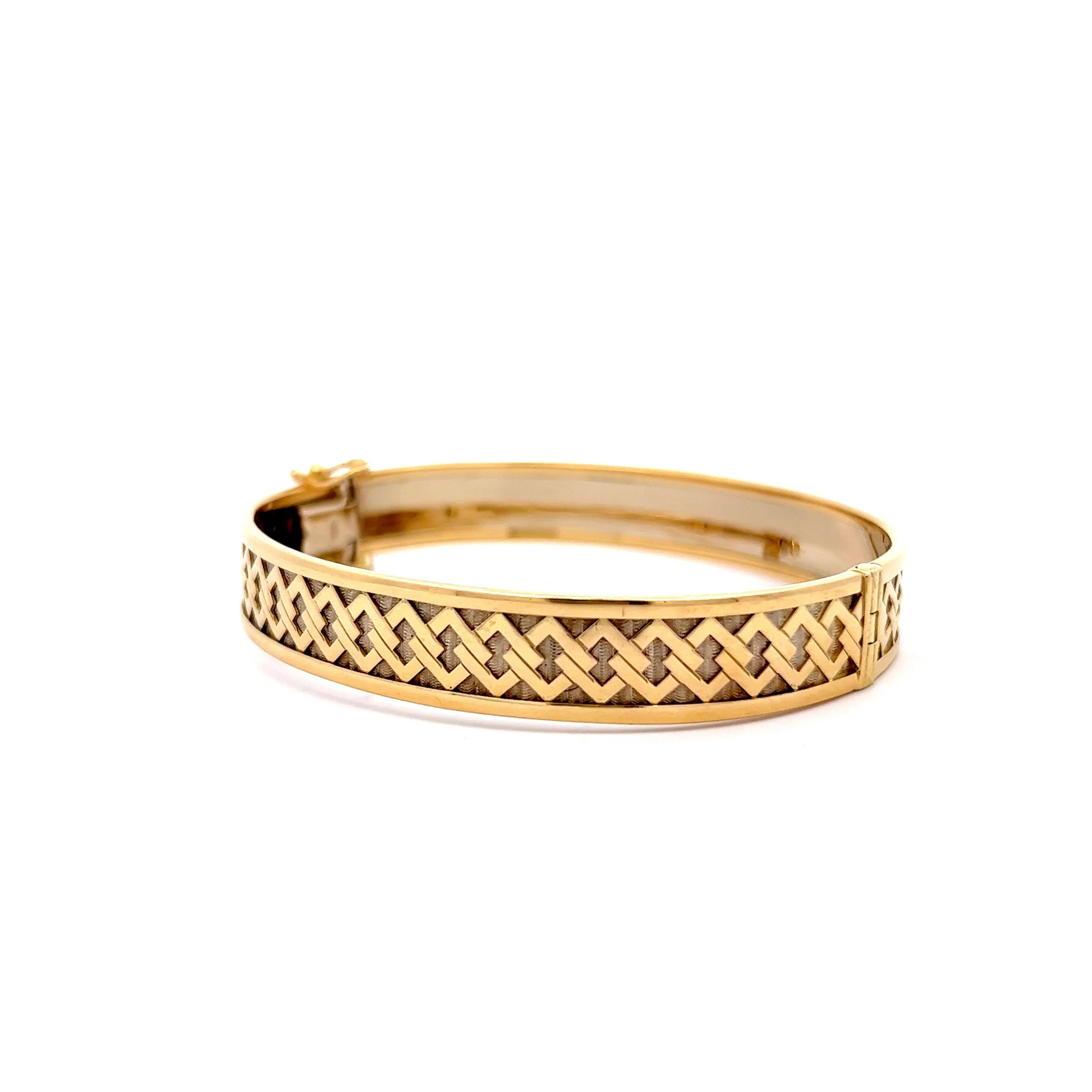 Geometric Bangle Bracelet in 18k Yellow & White Gold - Image 2