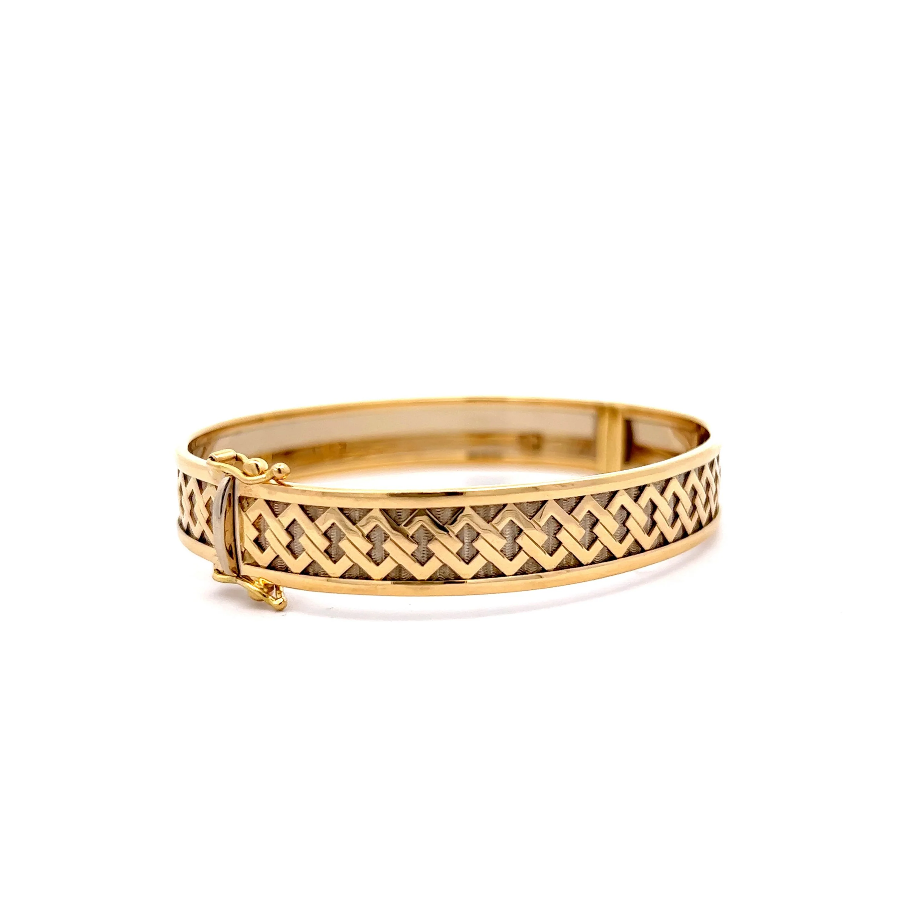 Geometric Bangle Bracelet in 18k Yellow & White Gold - Image 3