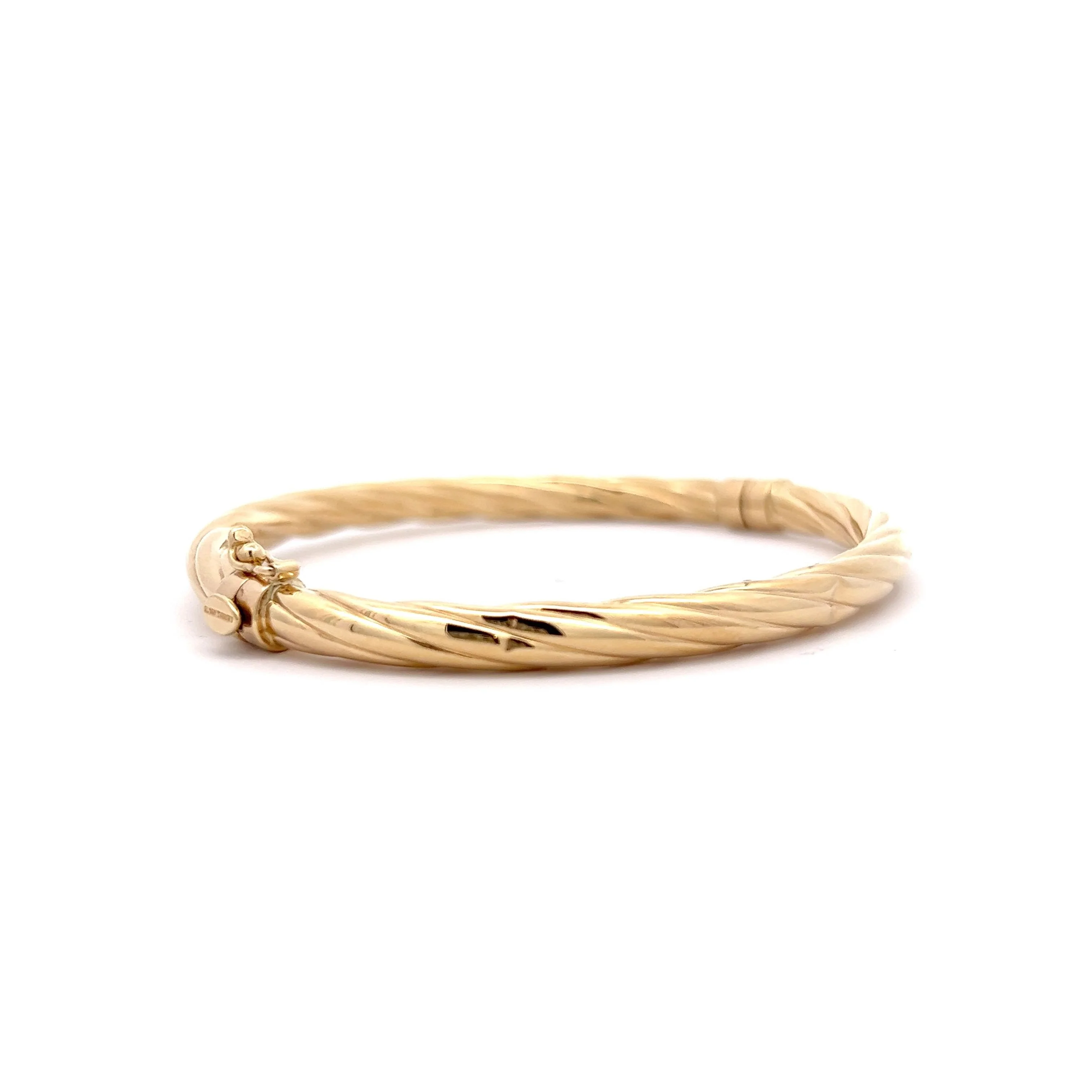 Twisted Rope Bangle Bracelet in 14k Yellow Gold - Image 3