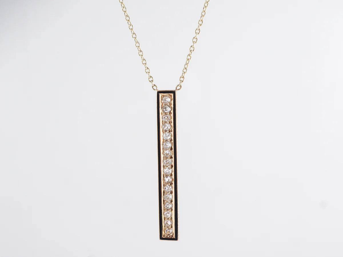 Bar Pendant Necklace w/ Diamonds in 14k - Image 2