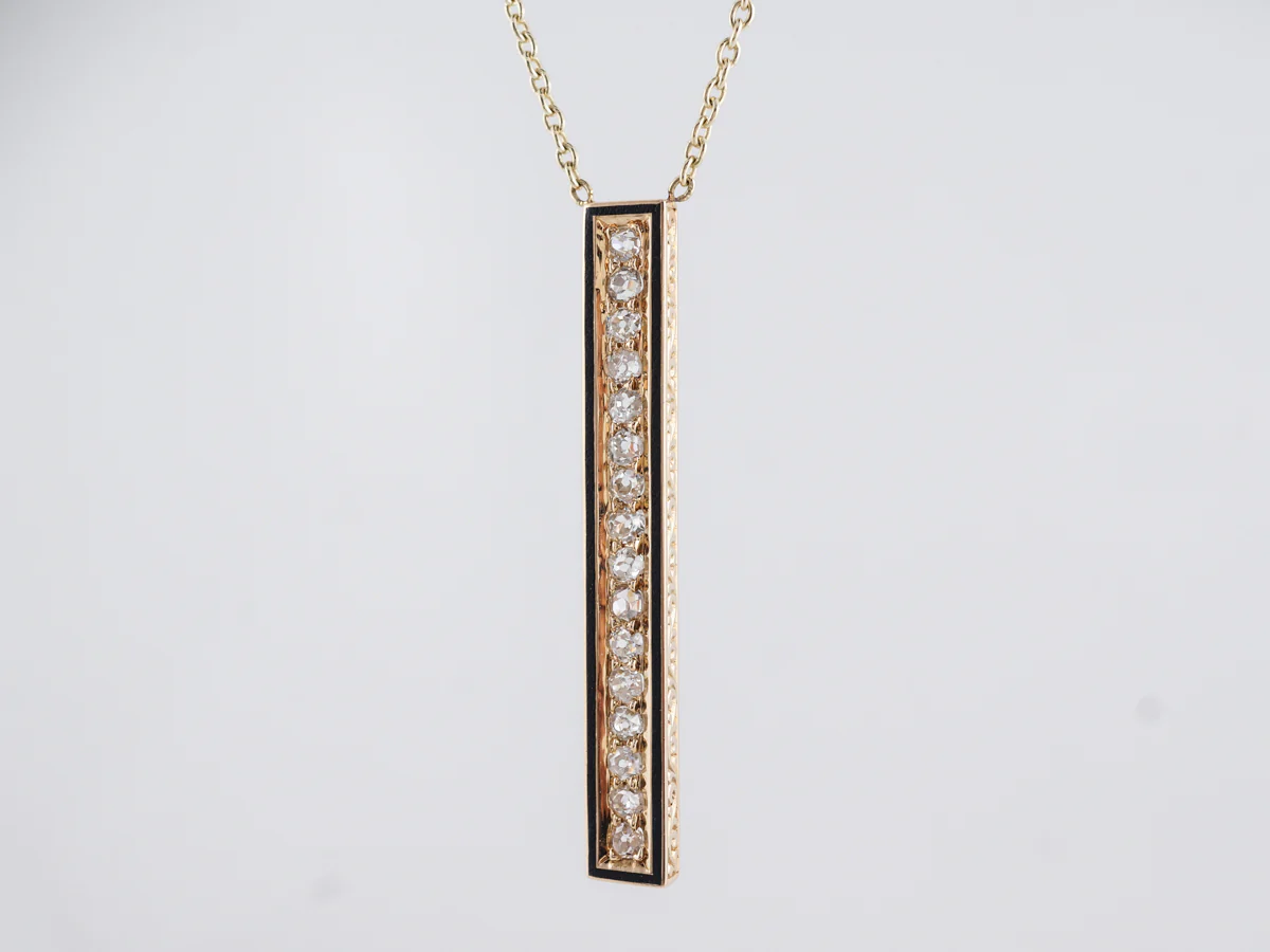 Bar Pendant Necklace w/ Diamonds in 14k - Image 3