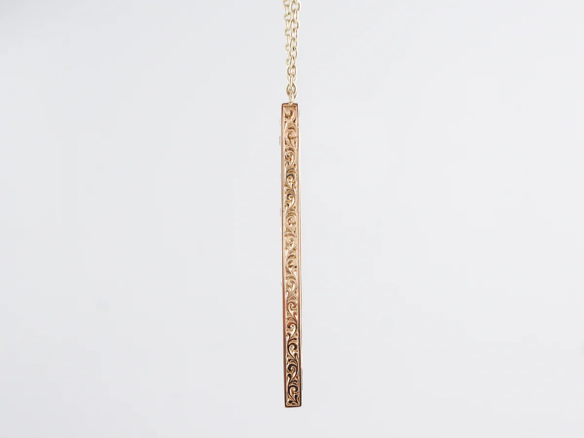 Bar Pendant Necklace w/ Diamonds in 14k - Image 4