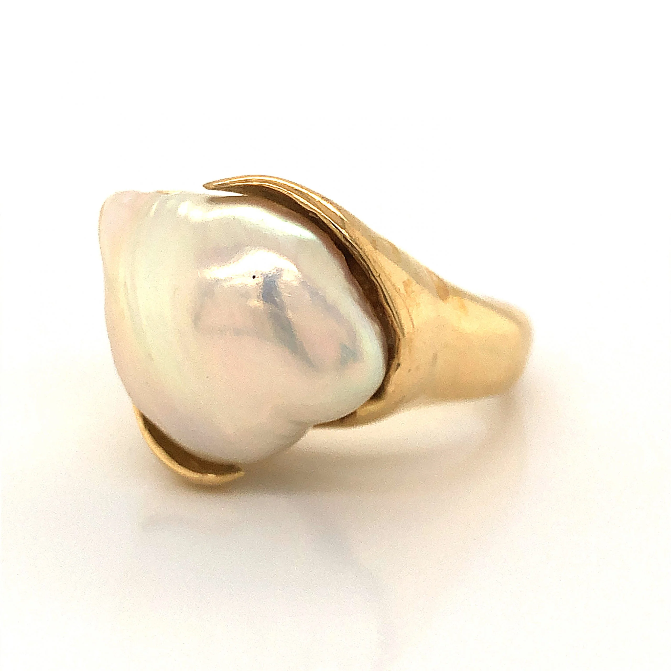 Baroque Pearl Cocktail Ring 18k Yellow Gold - Image 2