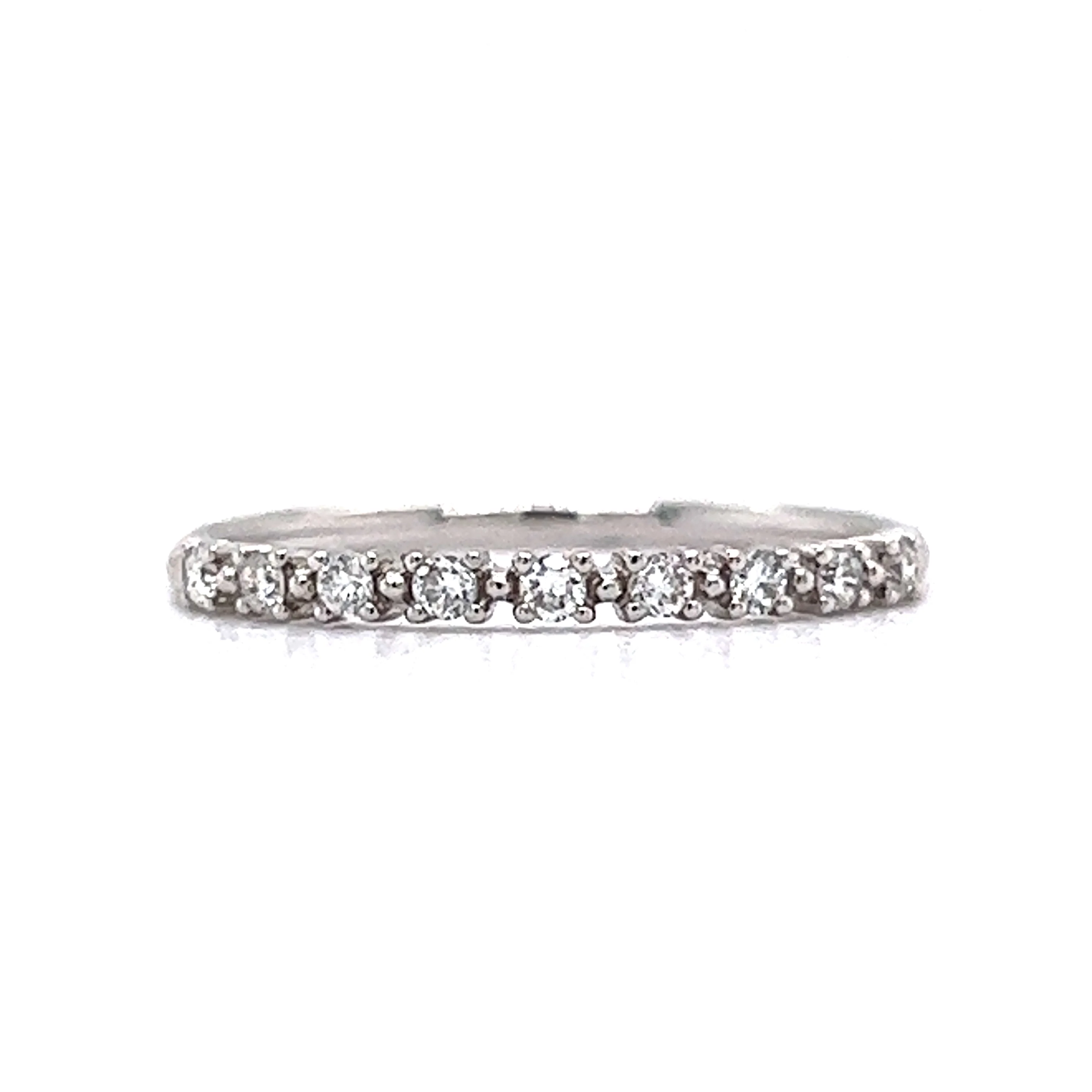 Bead Spaced Diamond Wedding Band in 14k White Gold