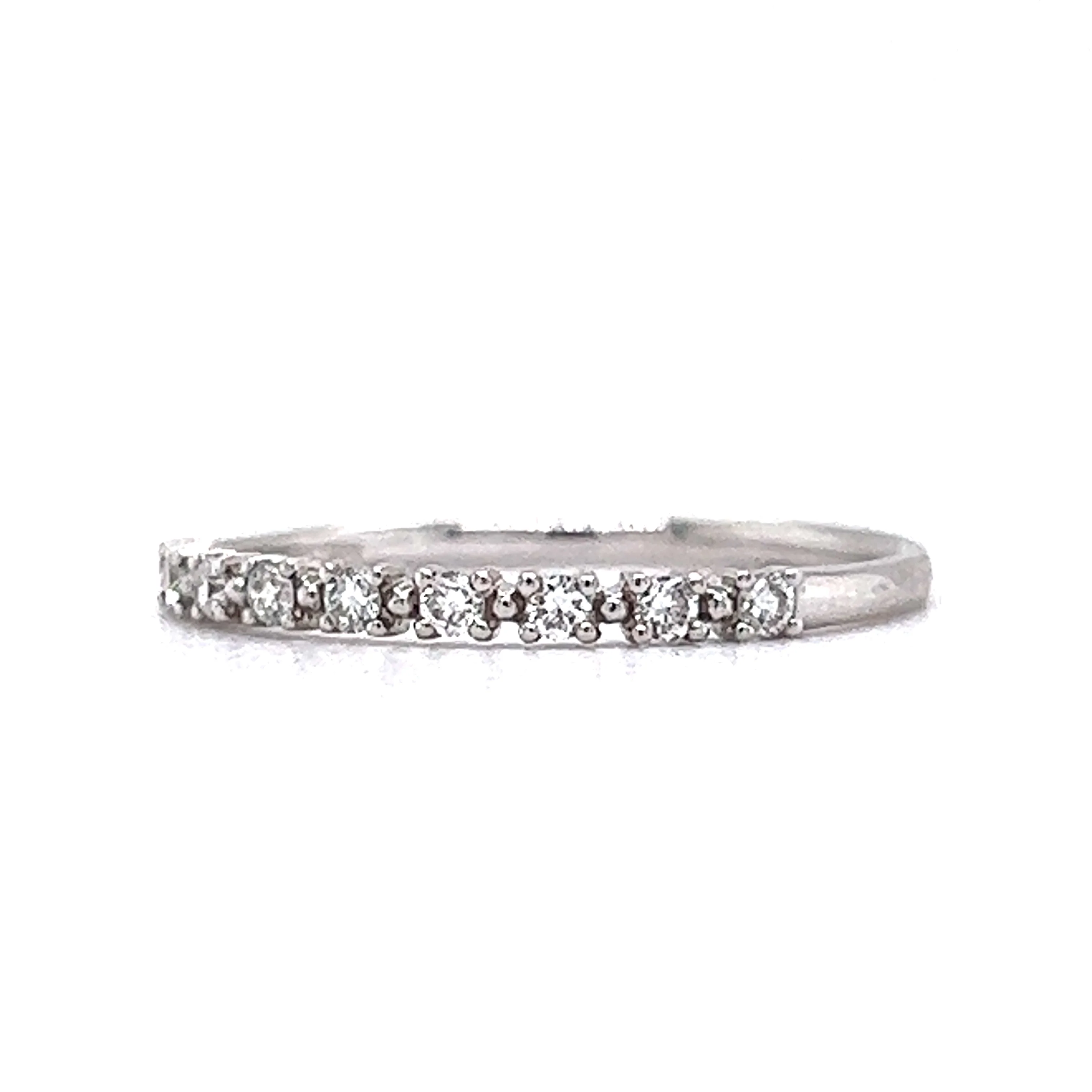 Bead Spaced Diamond Wedding Band in 14k White Gold - Image 2