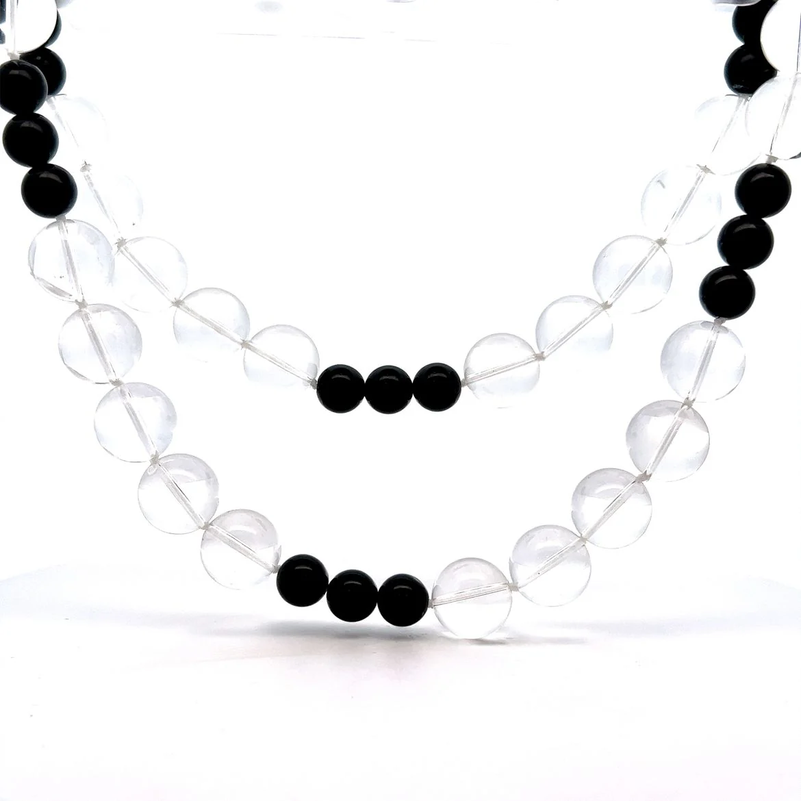 Onyx & Crystal Beaded Necklace in 14k Yellow Gold - Image 2