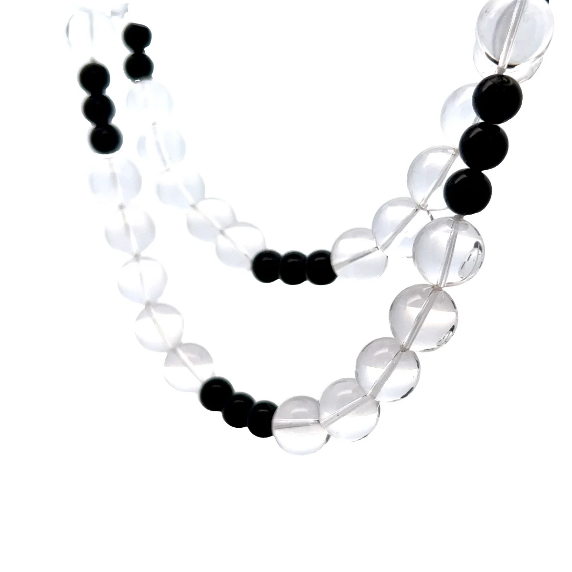 Onyx & Crystal Beaded Necklace in 14k Yellow Gold - Image 3