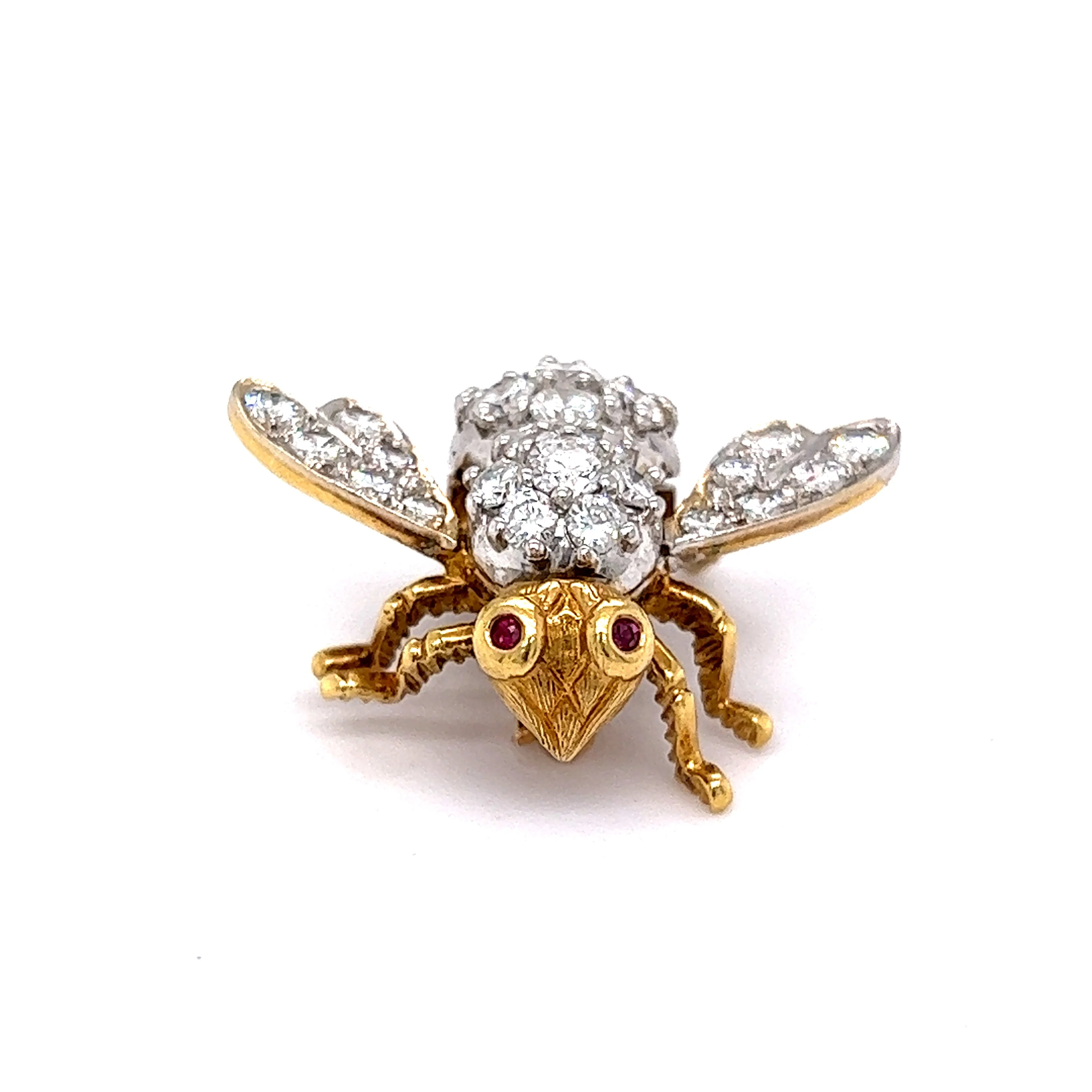 Bee Pin Modern 2.85 Round Brilliant Cut Diamonds in 18k Yellow Gold - Image 4