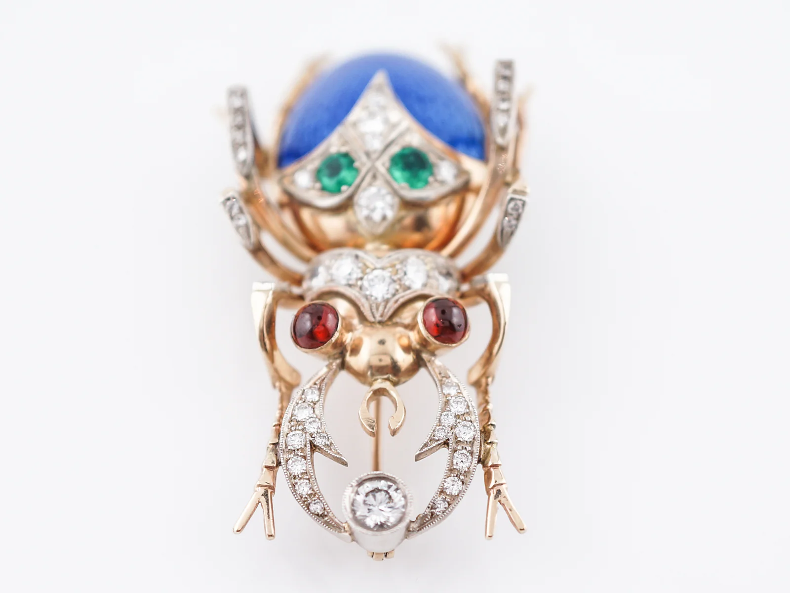 Beetle Pin Modern 1.09 Round Brilliant Cut Diamonds in 14k Yellow Gold