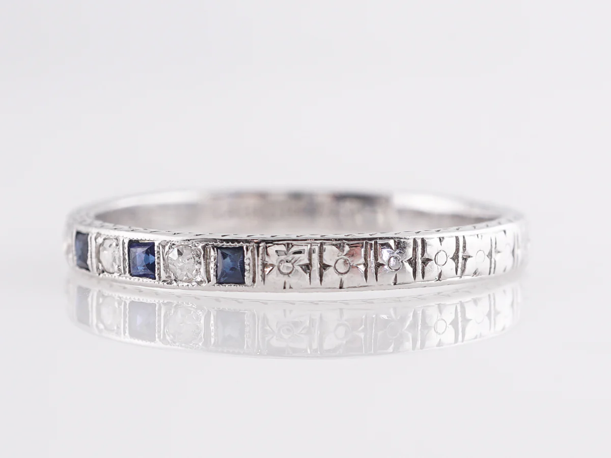 Belais Brothers Sapphire & Diamond Wedding Band in 18K - Image 2
