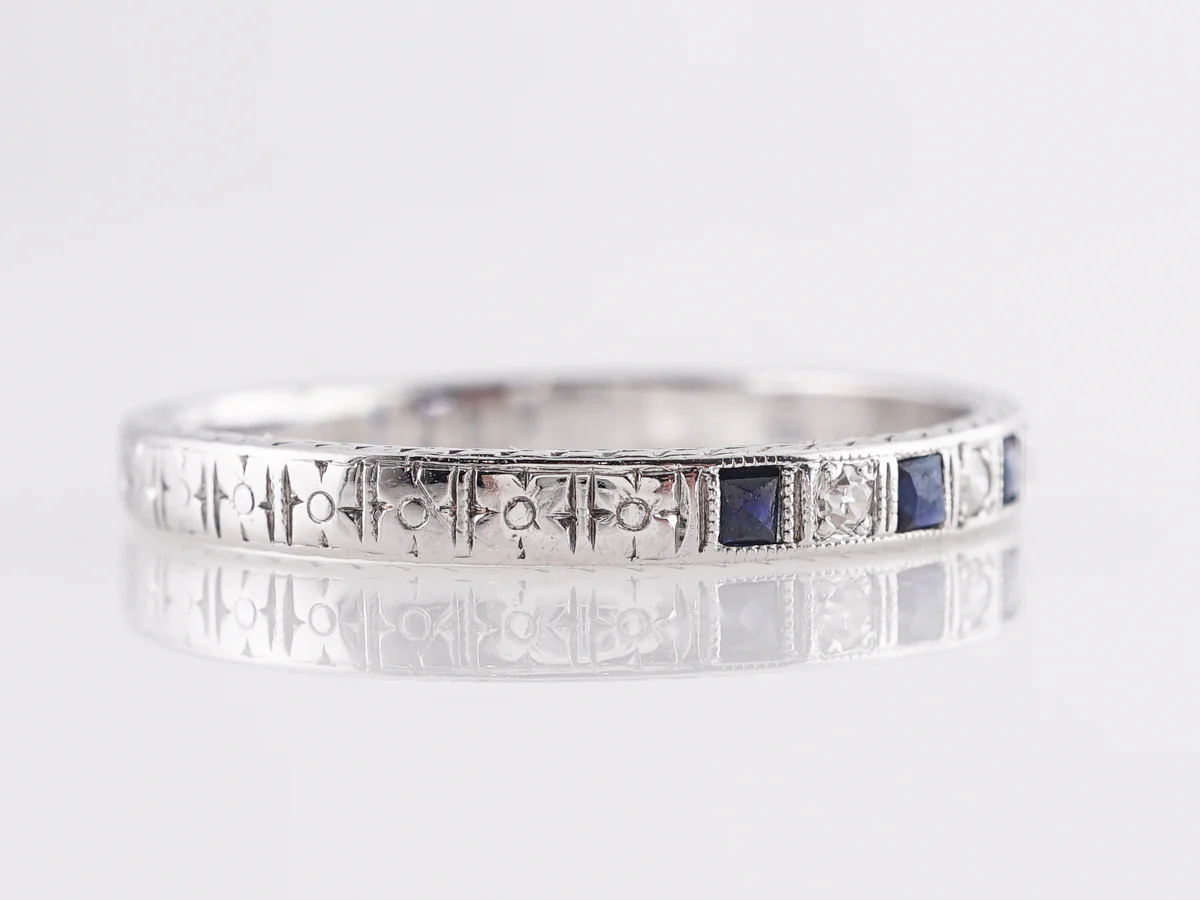 Belais Brothers Sapphire & Diamond Wedding Band in 18K - Image 3