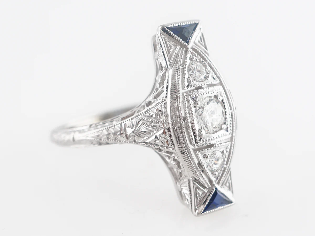 Belais Brothers Vintage Diamond and Sapphire Cocktail Ring - Image 4