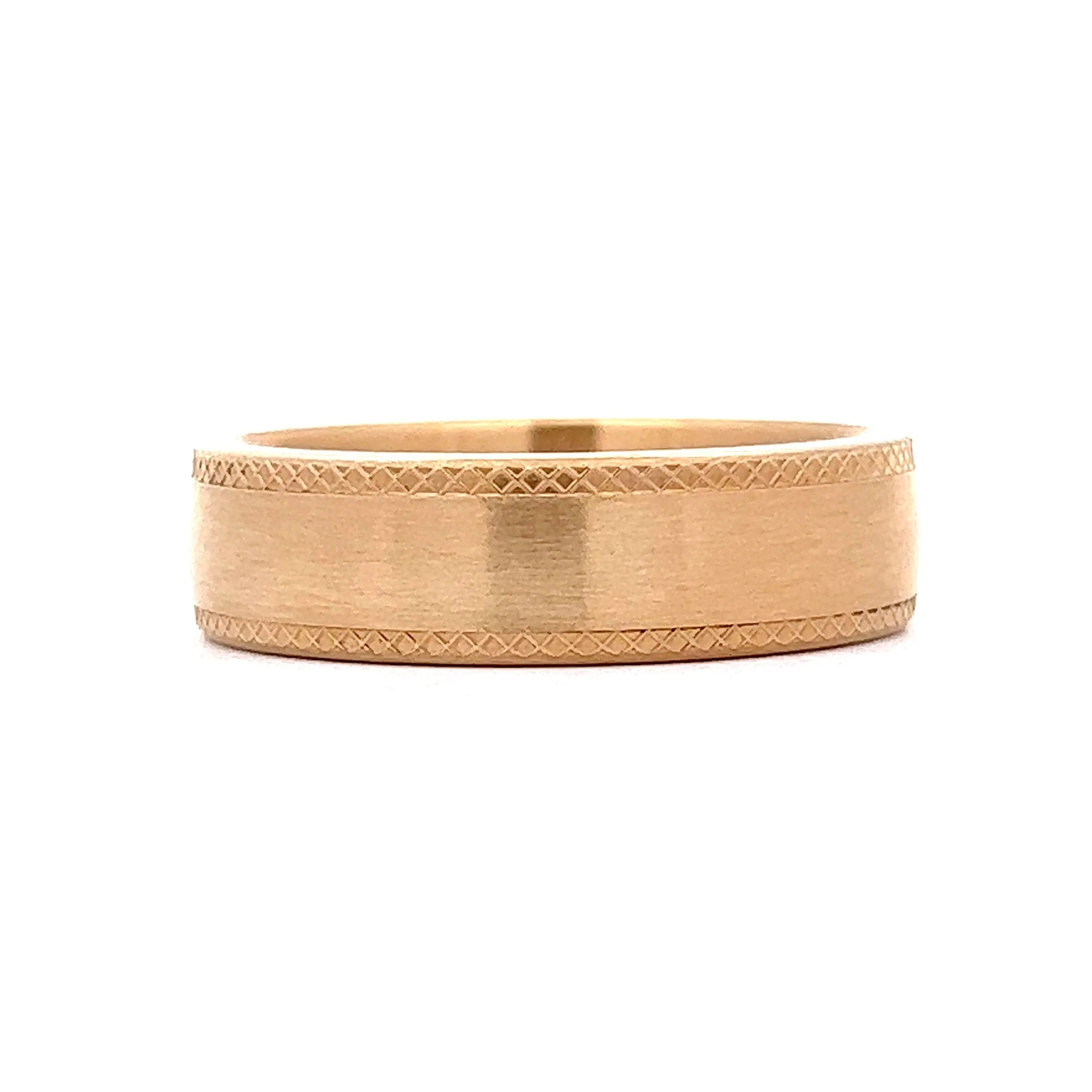 Benchmark Men's Flat Edge Brushed Wedding Band in 14k Yellow Gold