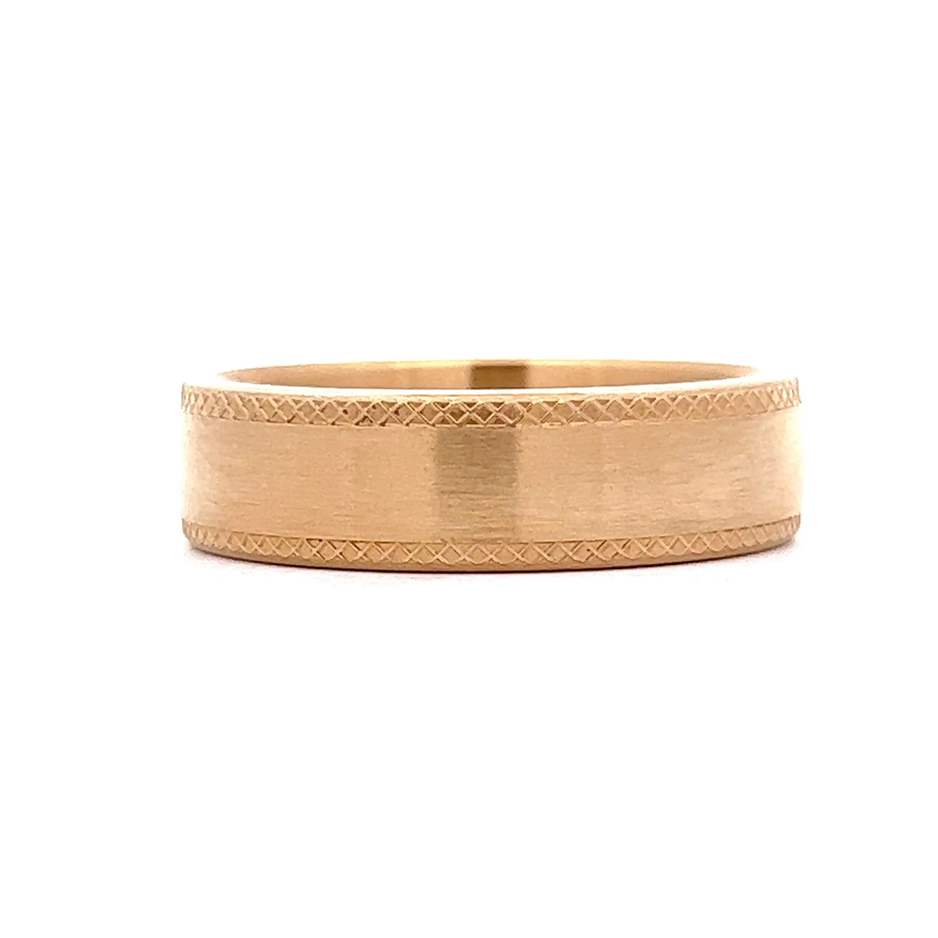 Benchmark Men's Flat Edge Brushed Wedding Band in 14k Yellow Gold - Image 2