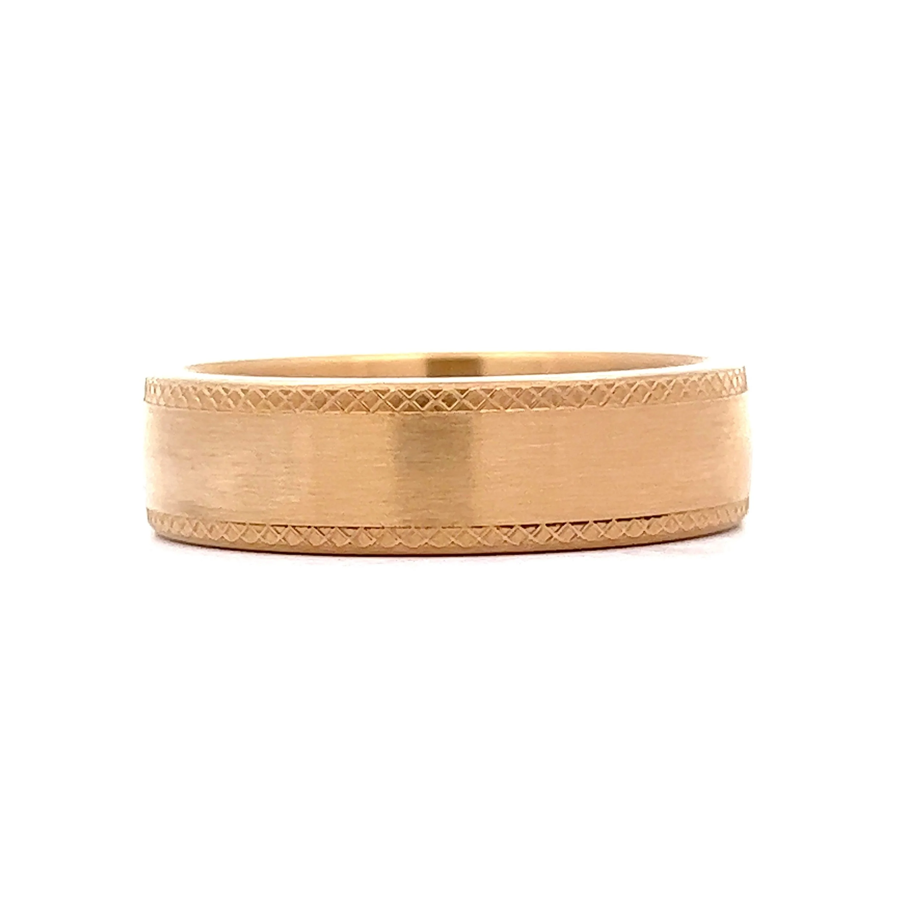 Benchmark Men's Flat Edge Brushed Wedding Band in 14k Yellow Gold - Image 3