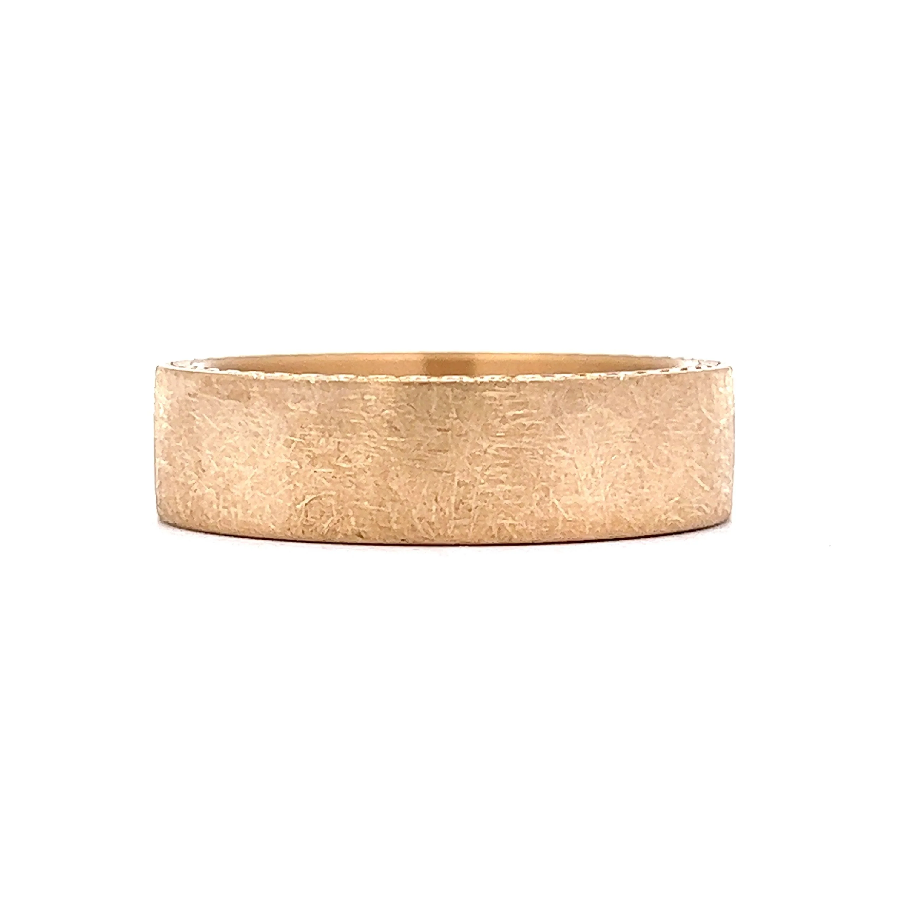 Benchmark Men's Flat Edge Ice Finish Wedding Band in 14k Yellow Gold - Image 3