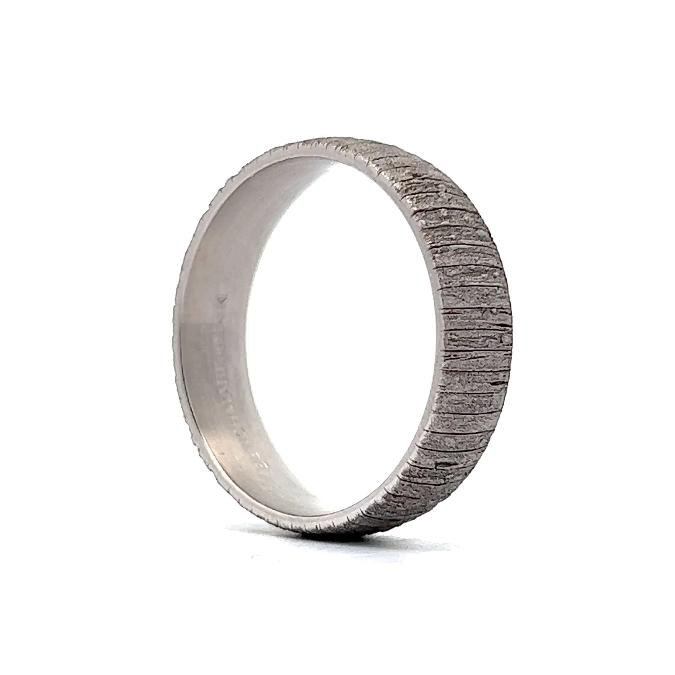 Benchmark Men's Half Round Brushed Finish Wedding Band in 14k White Gold - Image 5