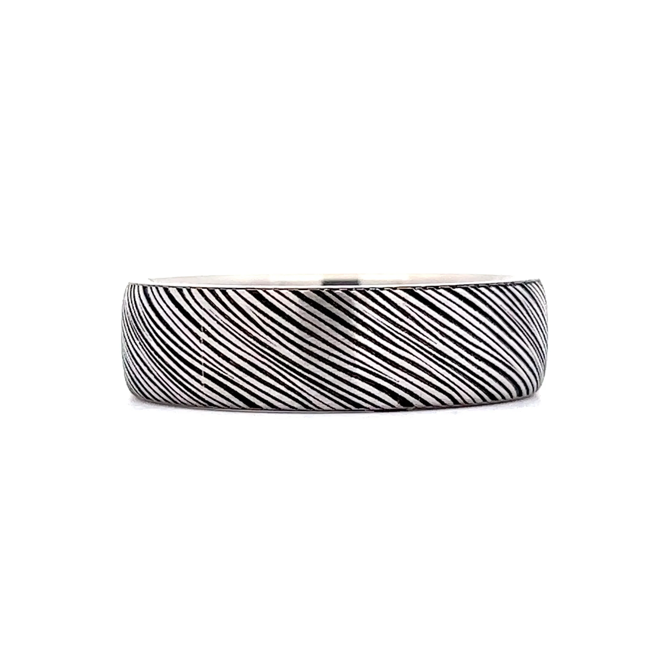 Benchmark Men's Tantalum Wood Grain Wedding Band in 14k White Gold - Image 2