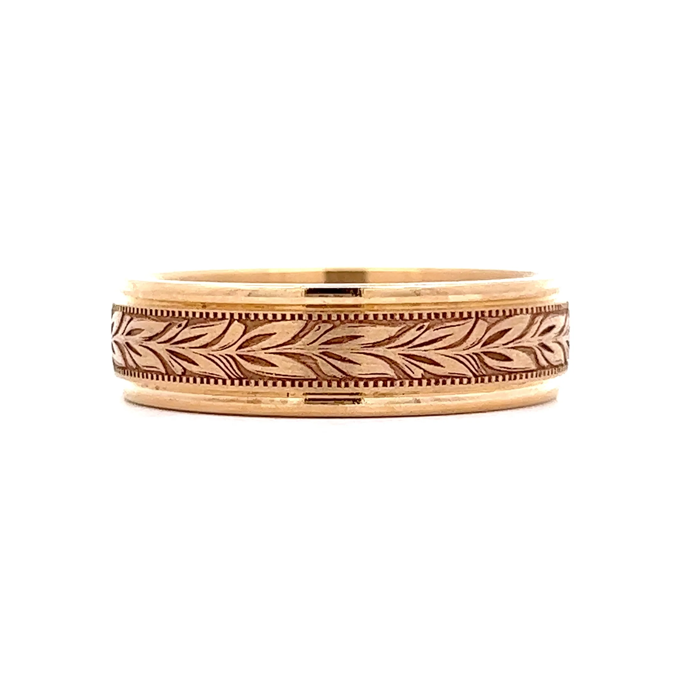 Benchmark Men's Wheat Pattern Wedding Band in 14k Yellow Gold - Image 3